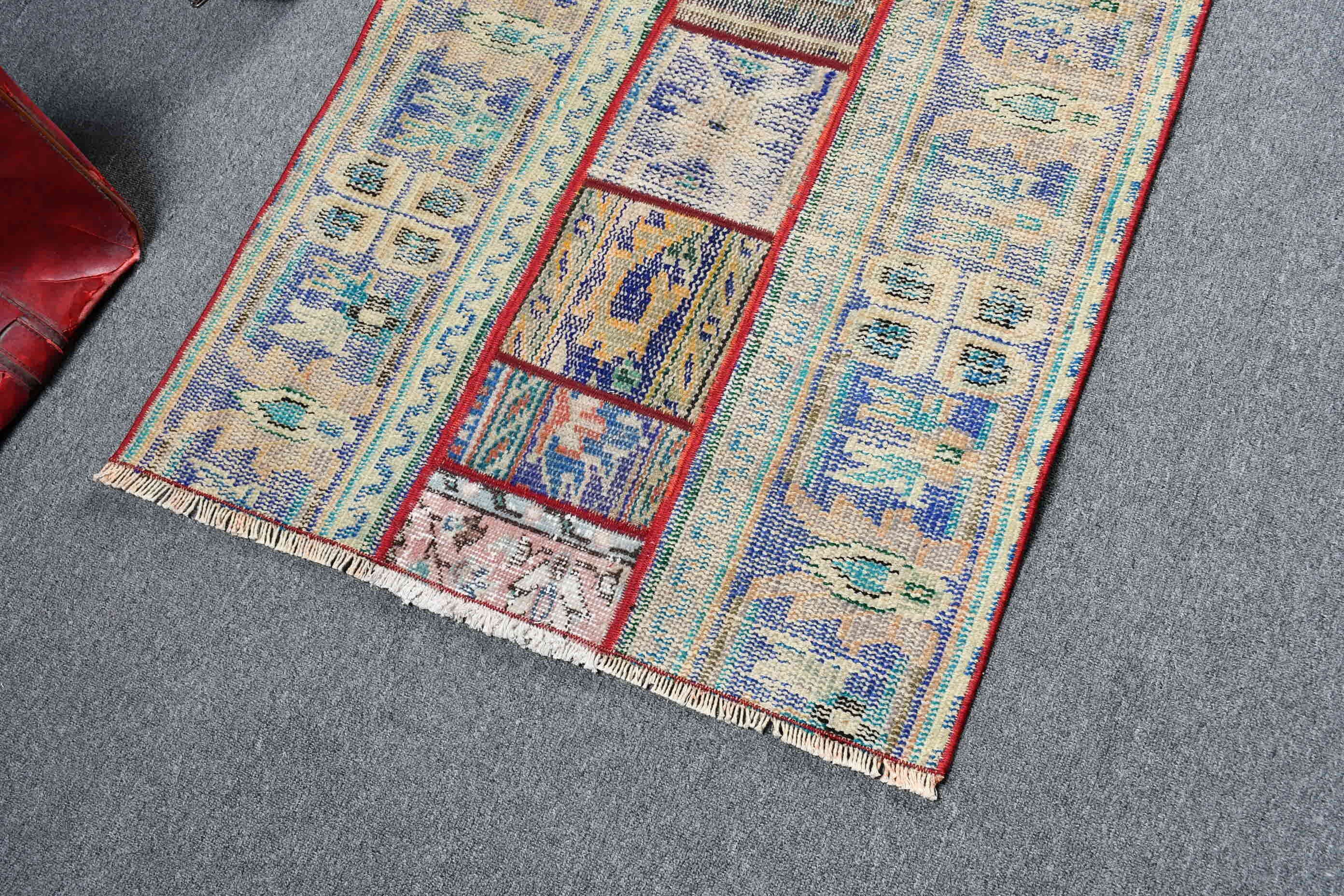 Vintage Rug, Car Mat Rug, Wall Hanging Rug, 2.6x2.7 ft Small Rugs, Turkish Rugs, Floor Rugs, Pale Rug, Green Wool Rug, Kitchen Rugs