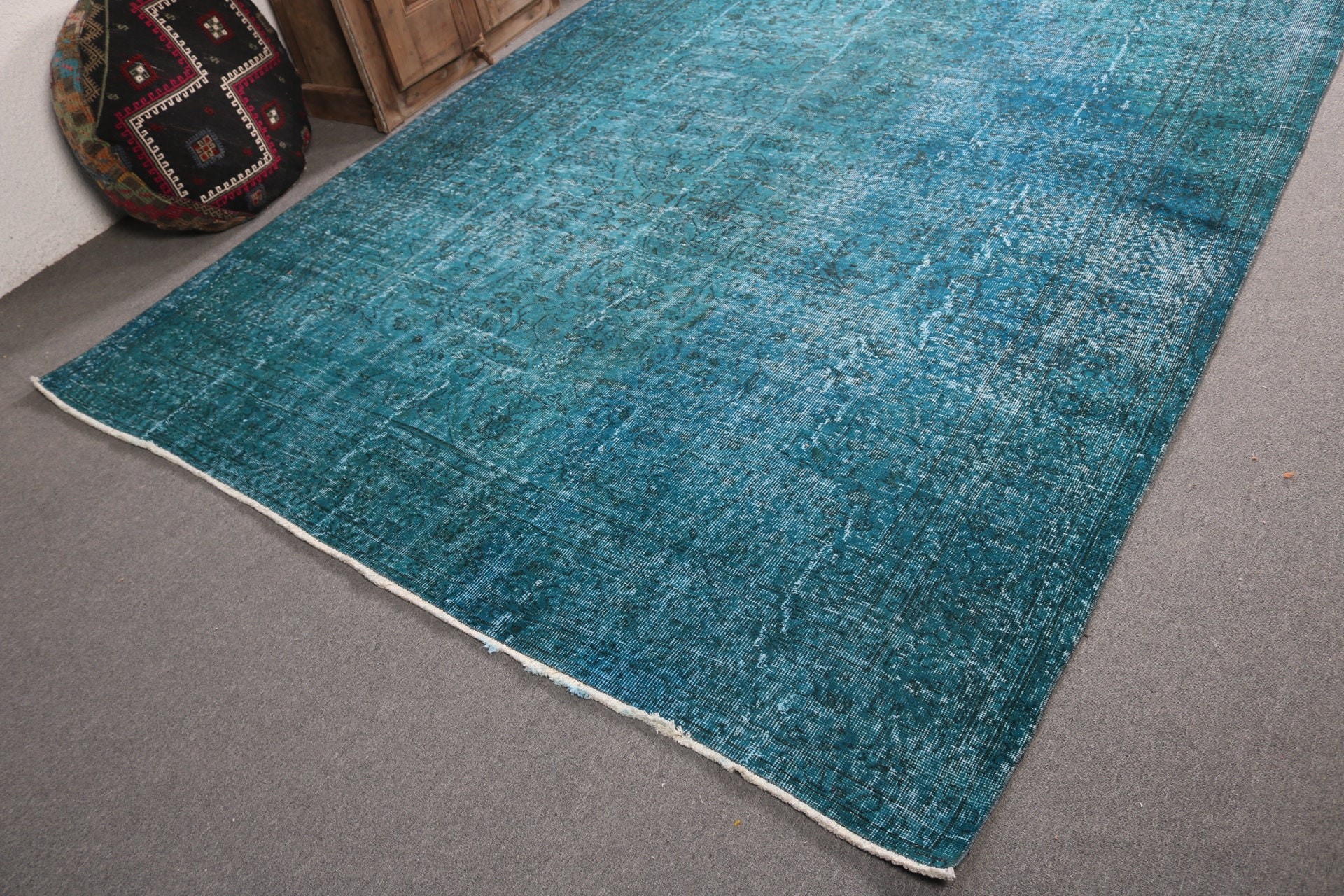 Luxury Rugs, 7x10.1 ft Oversize Rugs, Saloon Rug, Green Modern Rug, Rugs for Saloon, Geometric Rug, Vintage Rug, Turkish Rugs, Salon Rugs