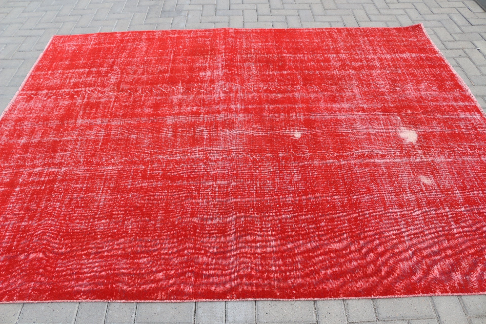 Red  6.4x8.5 ft Large Rug, Dining Room Rug, Rugs for Salon, Bedroom Rugs, Oushak Rug, Salon Rugs, Vintage Rug, Turkish Rug