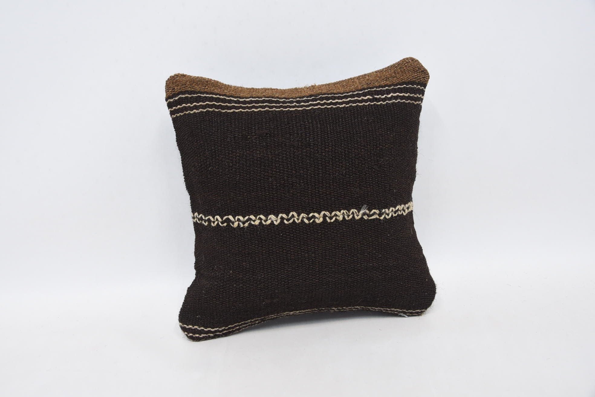 Interior Designer Pillow, 12"x12" Brown Pillow Sham, Muted Cushion Case, Vintage Kilim Throw Pillow, Accent Pillow Case, Boho Pillow