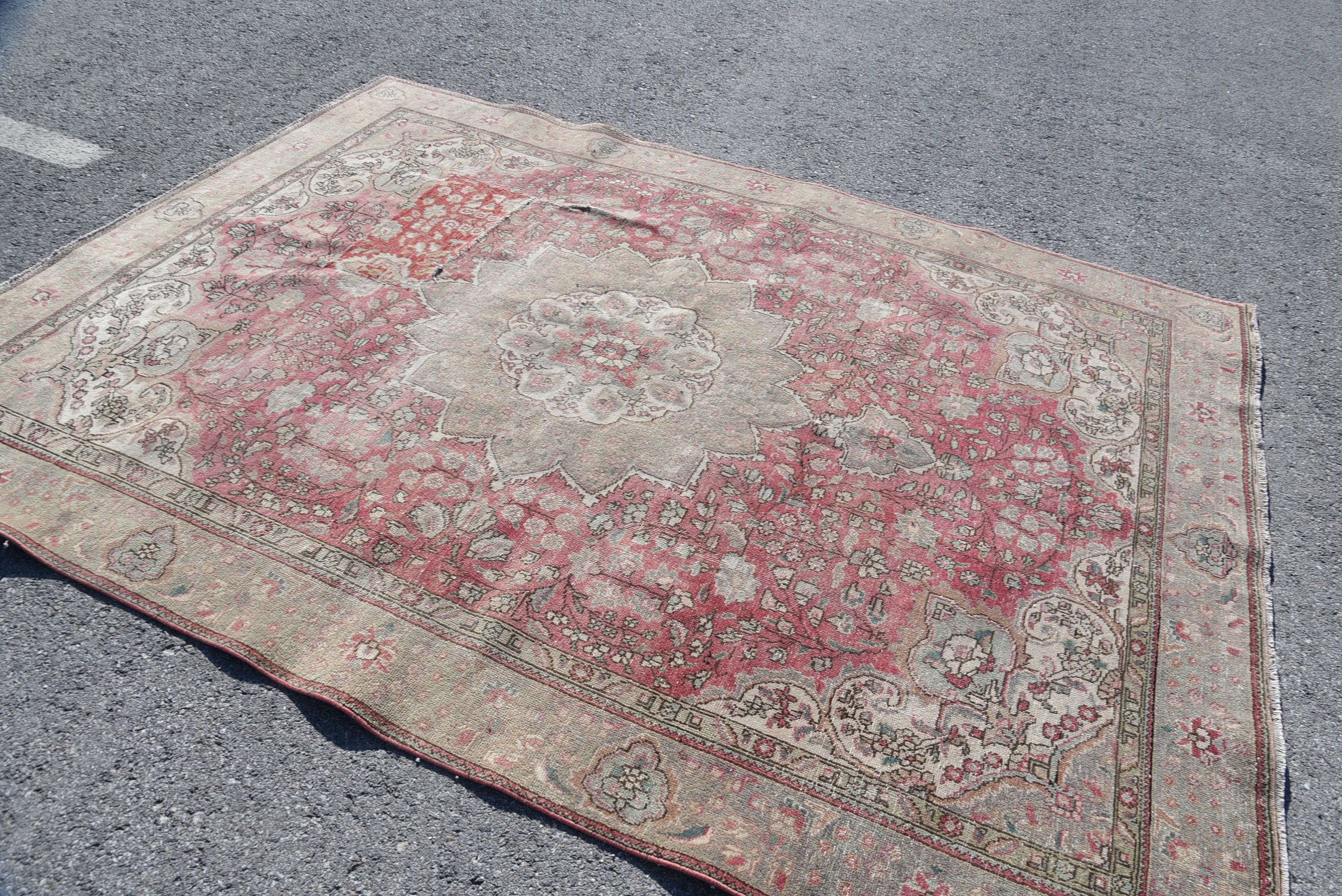 Yün Halı, Vintage Halı, Salon Halısı, Oturma Odası Halıları, 6.6x9.3 ft Büyük Halı, Büyük Yün Halı Halıları, Türk Halıları, Fas Halısı, Yatak Odası Halısı