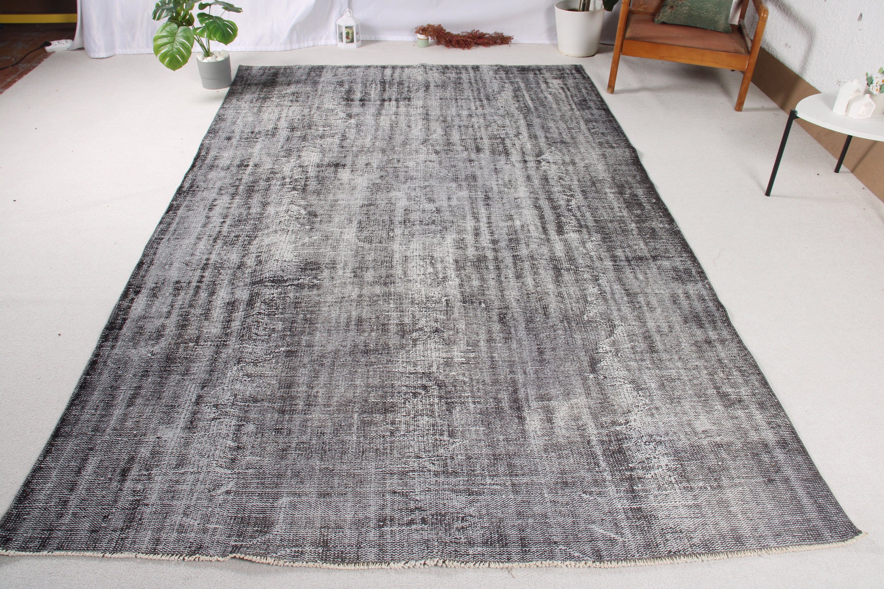 Vintage Rugs, Rugs for Salon, Turkish Rug, 6.1x9.9 ft Large Rugs, Large Oushak Rugs, Gray Luxury Rug, Modern Rug, Bedroom Rugs, Luxury Rug