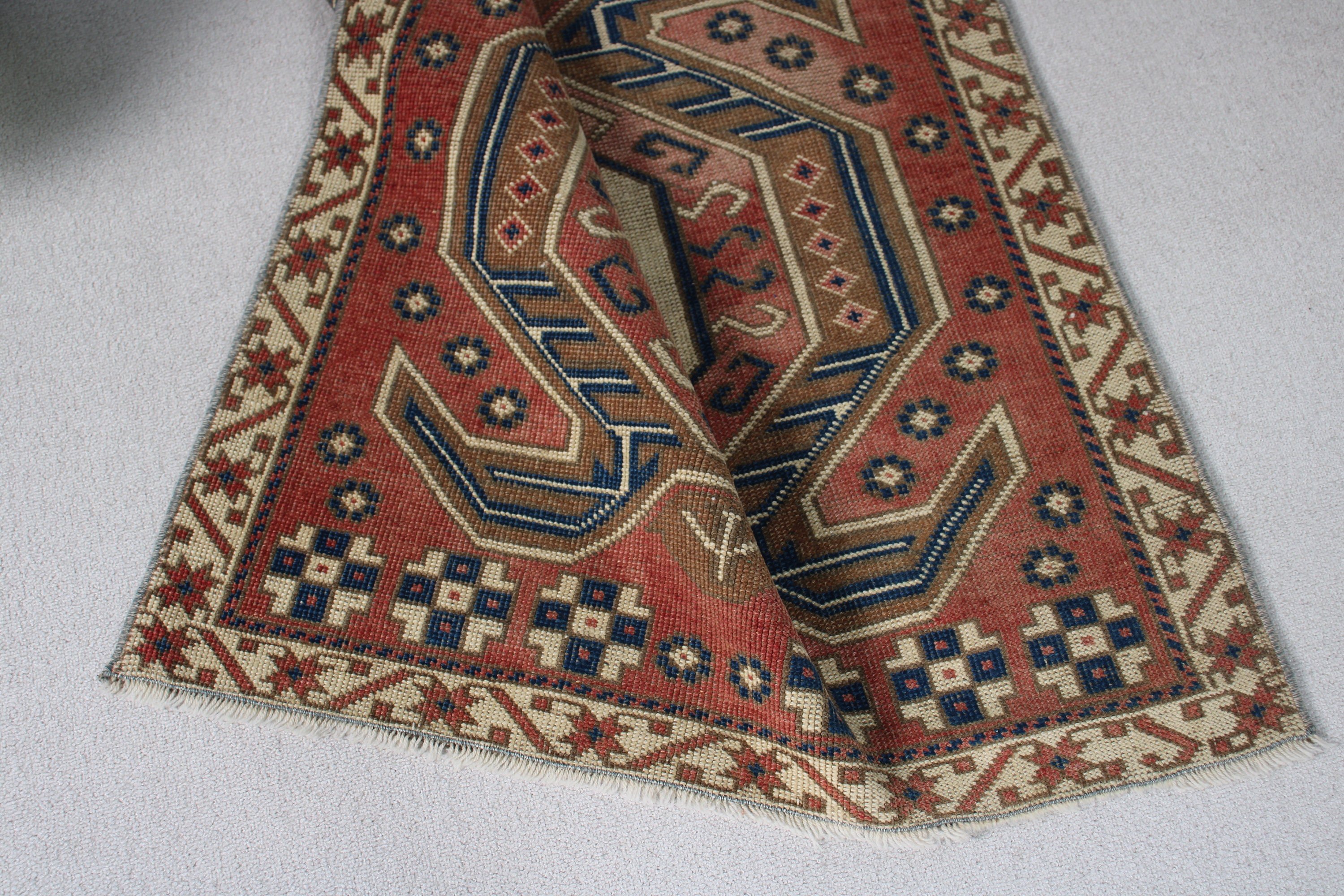 Kırmızı Oushak Halılar, Vintage Halı, Türk Halıları, Fas Halısı, Çocuk Odası Halıları, Çocuk Odası Halısı, Havalı Halı, 3,1x3,4 ft Küçük Halılar, Küçük Boho Halısı