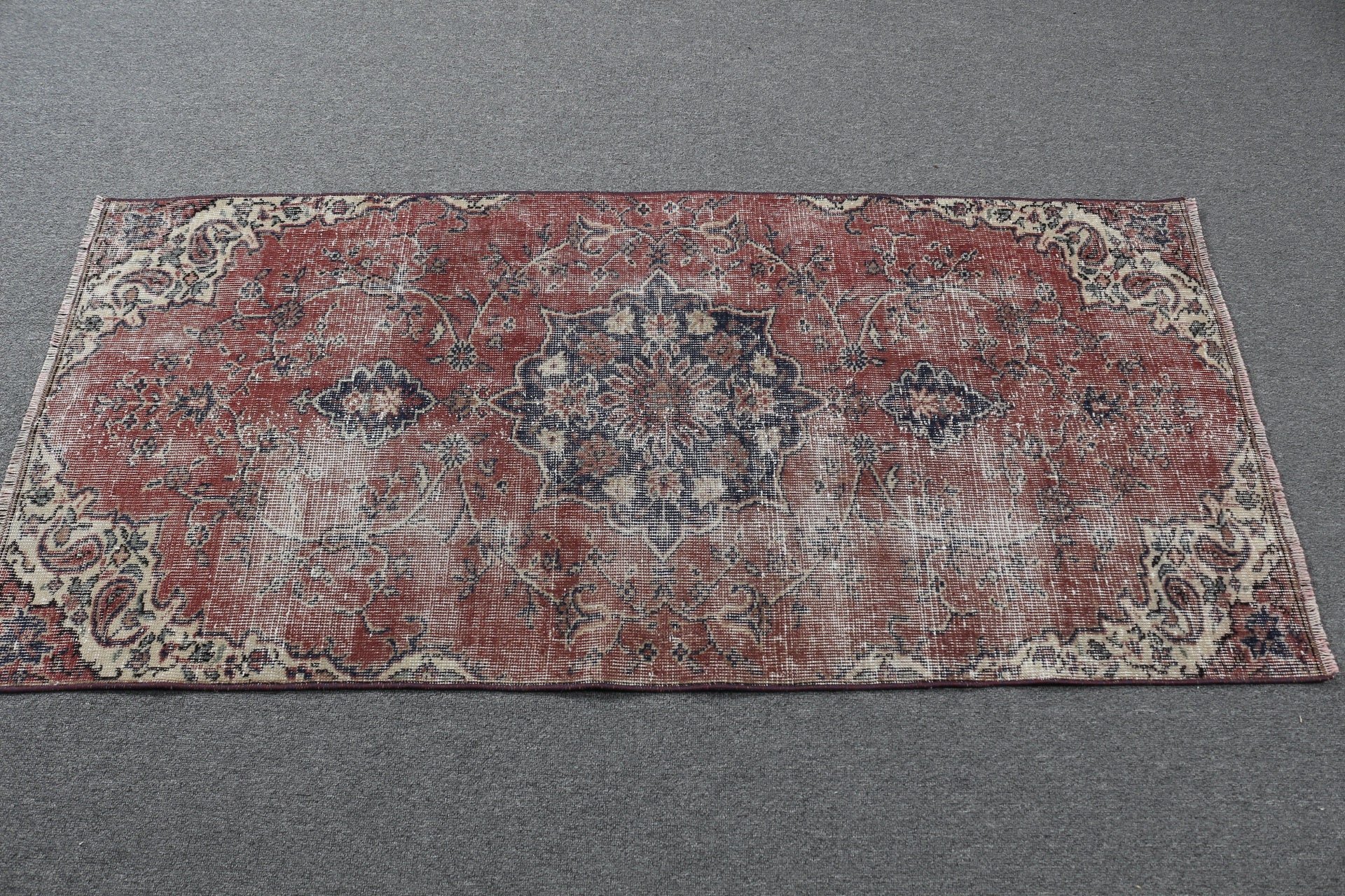 Rugs for Bath, Turkish Rug, Car Mat Rug, 6x2.5 ft Small Rugs, Muted Rug, Cool Rug, Red Cool Rugs, Bedroom Rug, Vintage Rugs