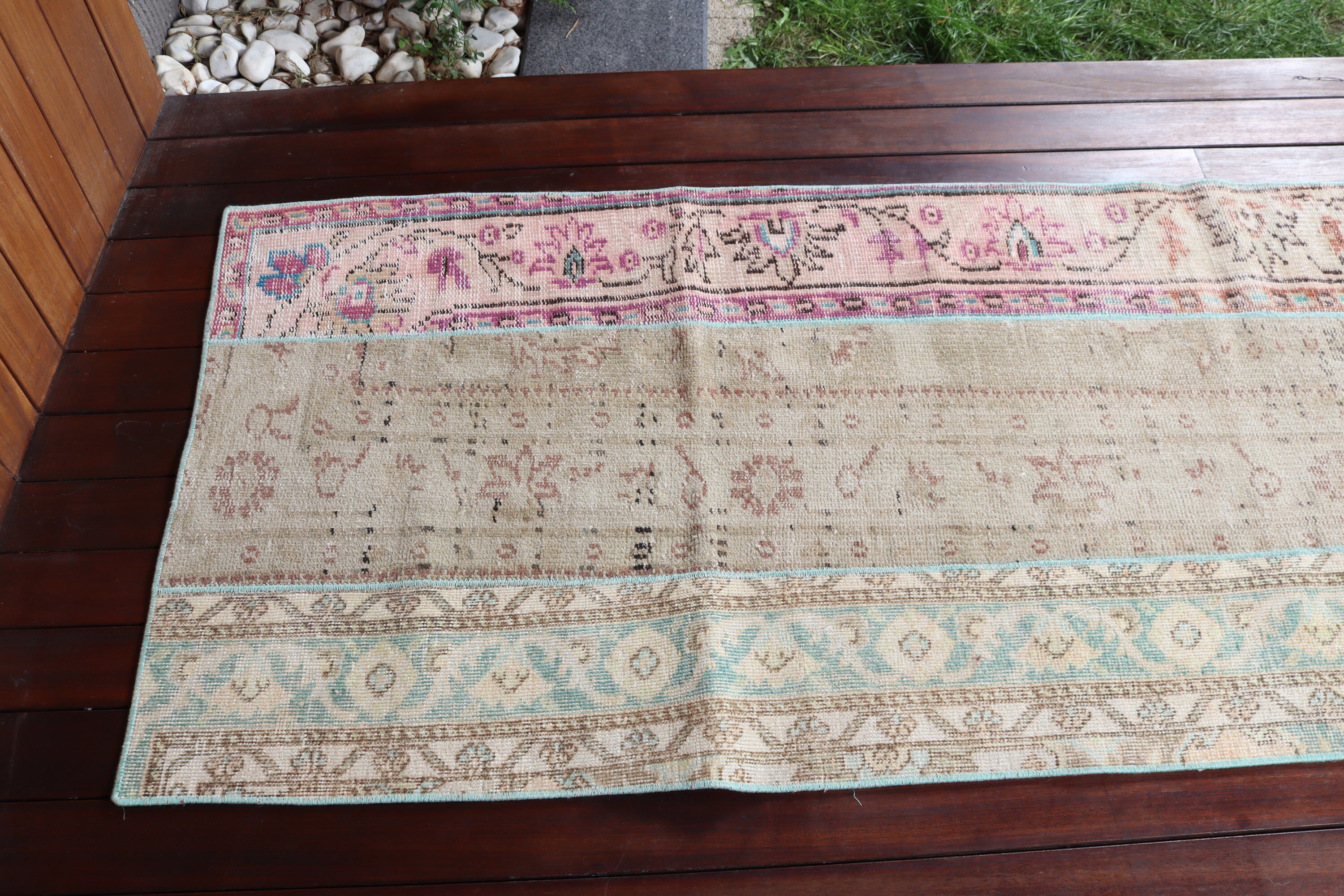 Oryantal Halı, Kahverengi Boho Halı, Koridor Halıları, Türk Halıları, Geometrik Halı, 2,7x8,6 ft Koşucu Halısı, Vintage Halılar, Merdiven Halıları, Koridor Halısı