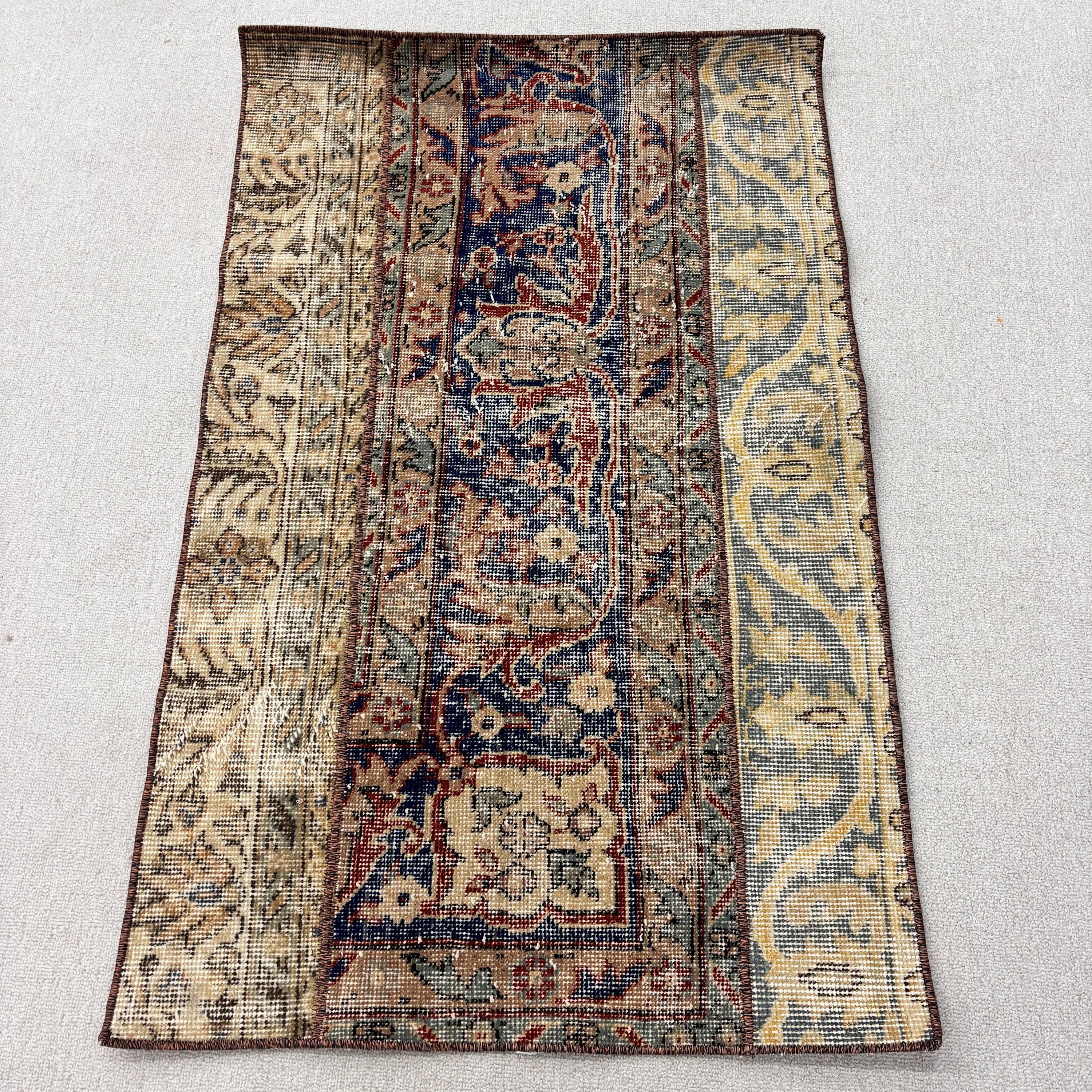 Oushak Rug, Boho Rugs, Small Vintage Rugs, Blue Oriental Rugs, Vintage Rug, 2.3x3.8 ft Small Rug, Turkish Rugs, Bedroom Rugs, Neutral Rug