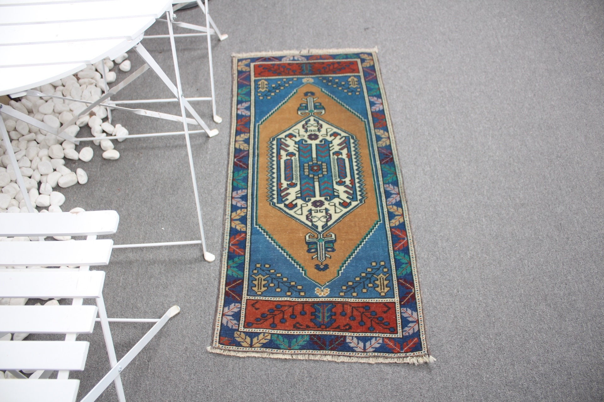 Mutfak Halısı, Antika Halı, Türk Halıları, Vintage Halılar, Turuncu Antika Halılar, Çocuk Halısı, Soyut Halı, Anadolu Halıları, 1.7x3.4 ft Küçük Halı