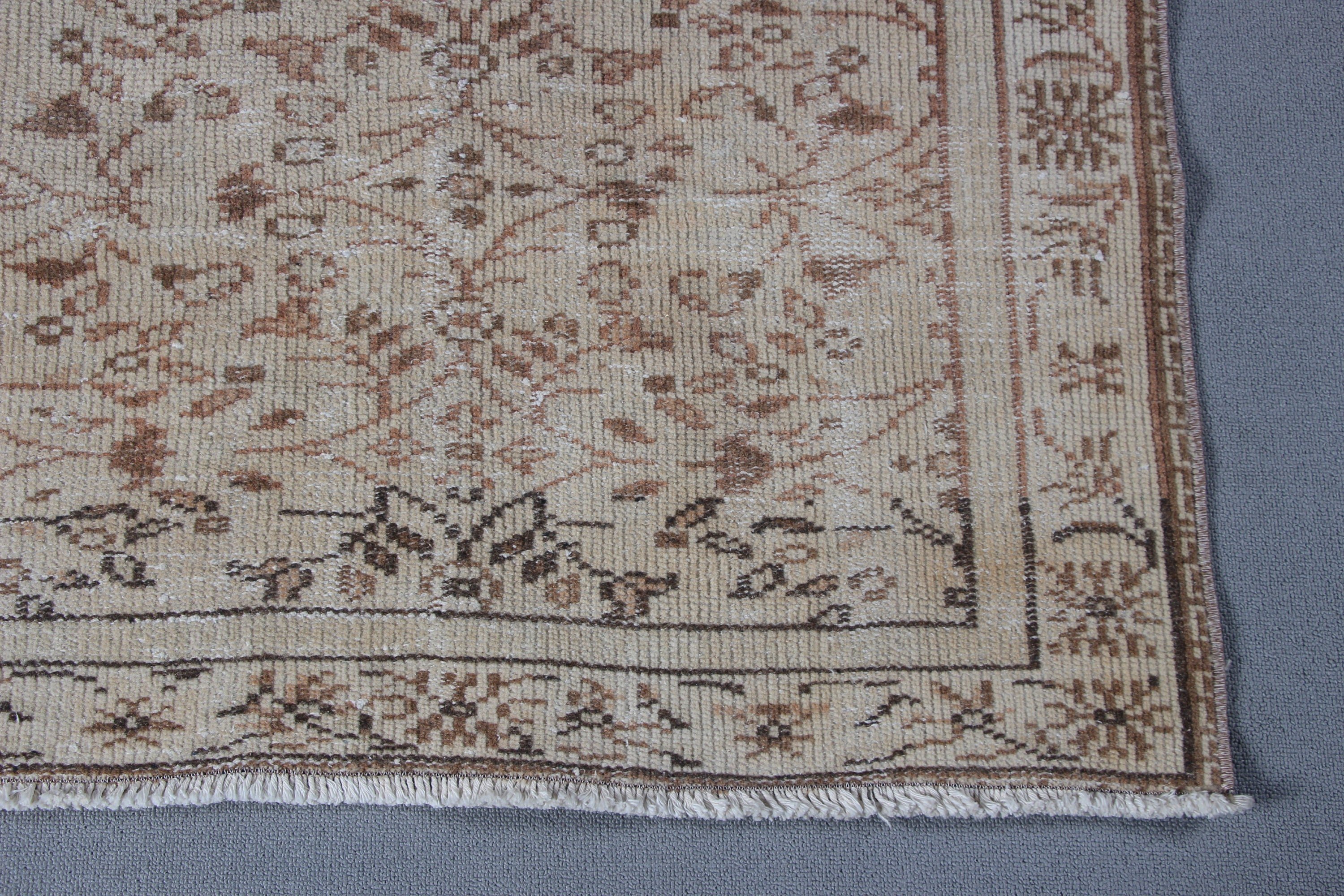 Türk Halısı, 3.2x6.1 ft Aksan Halıları, Boho Halıları, Vintage Halı, El Dokuma Halı, Vintage Vurgu Halısı, Yatak Odası Halıları, Bej Nötr Halılar, Havalı Halılar