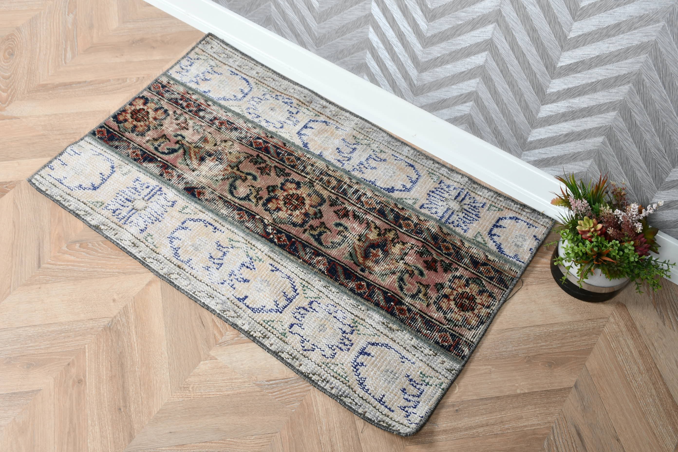 Bathroom Rug, 1.9x3.1 ft Small Rug, Bath Rug, Floor Rug, Art Rugs, Beige Wool Rugs, Rugs for Car Mat, Oushak Rug, Vintage Rug, Turkish Rug