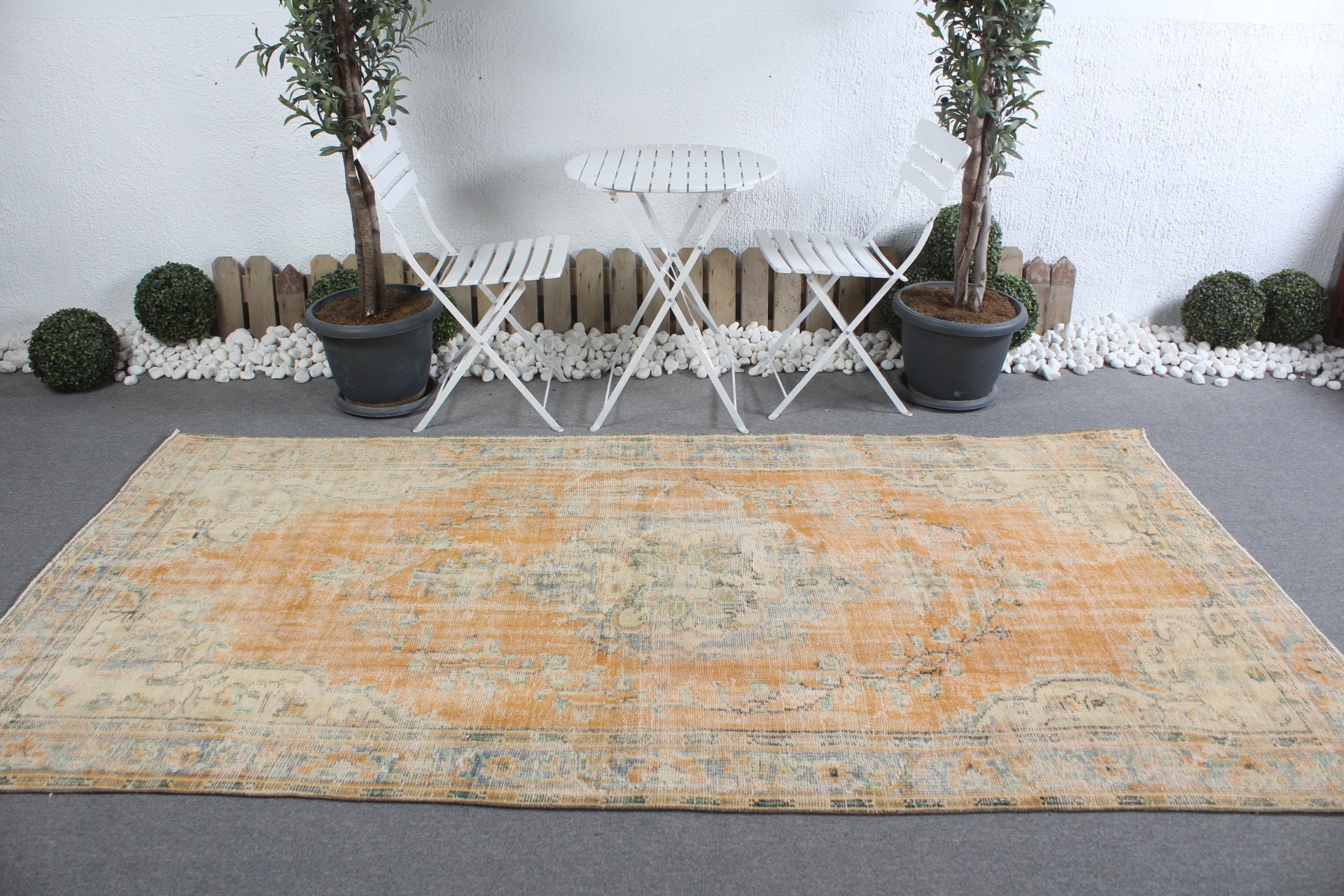 Oriental Rugs, Orange Home Decor Rug, 4.9x9.3 ft Large Rug, Vintage Rug, Living Room Rug, Turkish Rugs, Oushak Rug, Dining Room Rugs