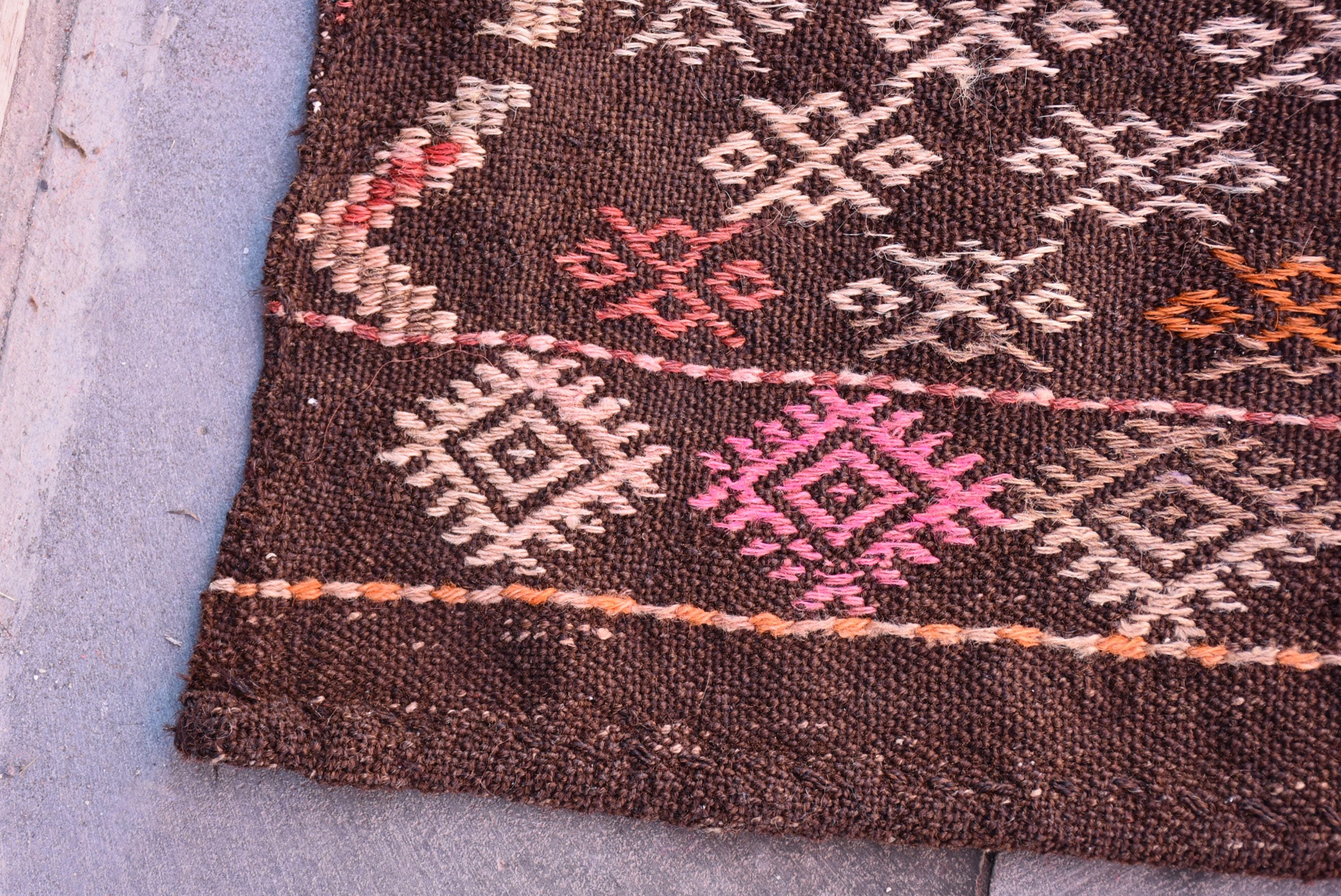 Oturma Odası Halısı, Vintage Halılar, Oryantal Halı, Kilim, Kahverengi Zemin Halısı, 5.5x11.7 ft Büyük Halı, Türk Halıları, Yatak Odası Halısı