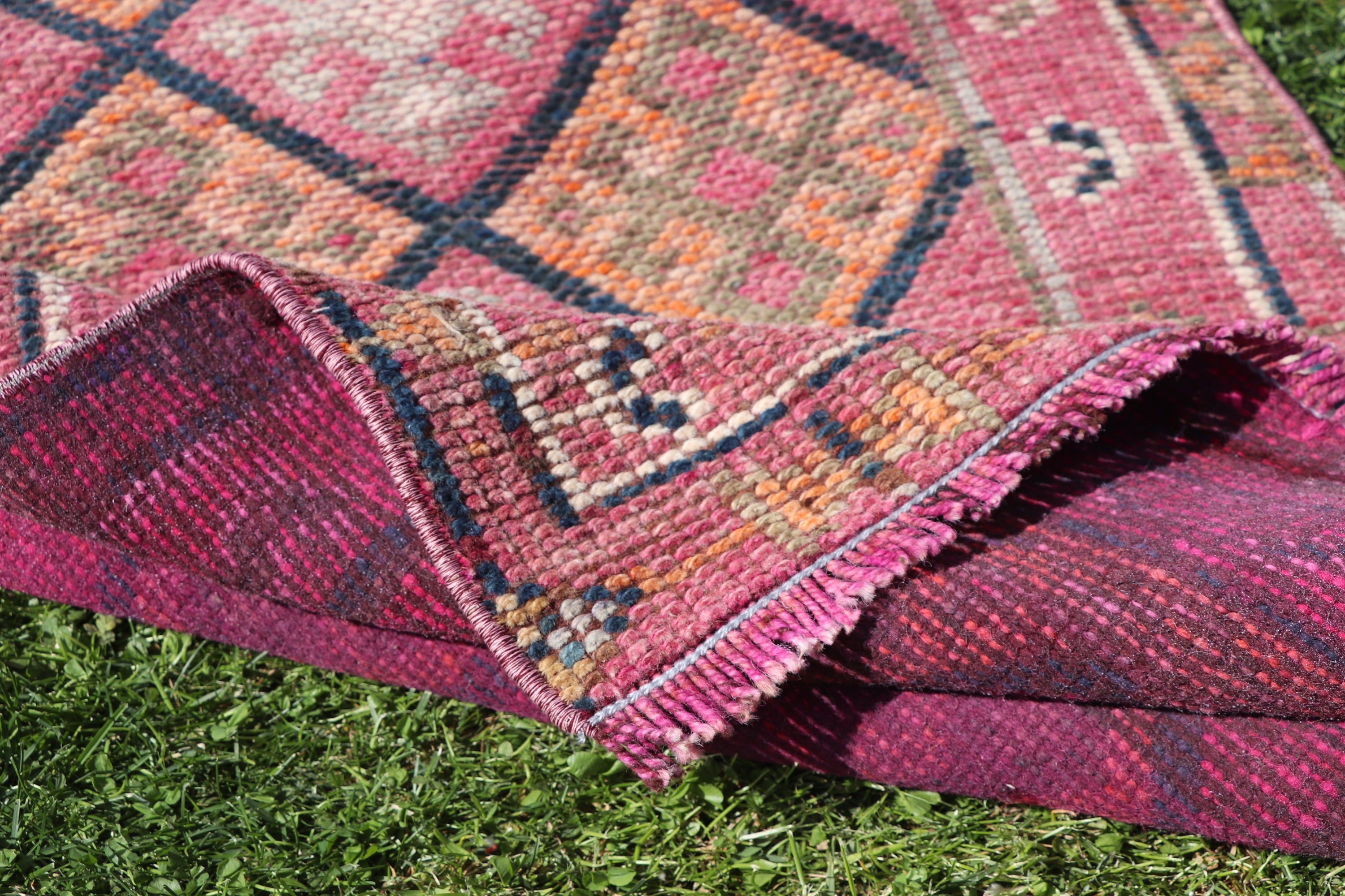 Beni Ourain Runner Halı, Türk Halısı, Vintage Halı, Vintage Runner Halıları, Oushak Halıları, Pembe El Dokuma Halı, Yer Halıları, 2.3x11.6 ft Runner Halısı