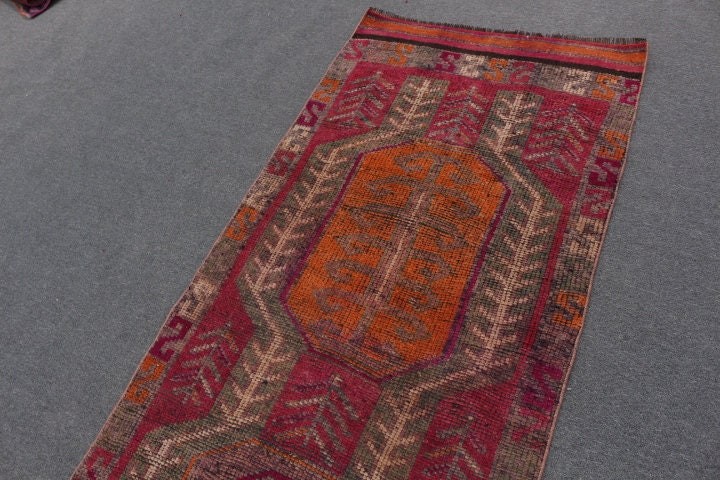 3.1x10.6 ft Runner Rug, Pink Antique Rug, Stair Rug, Floor Rug, Hallway Rug, Vintage Rug, Turkish Rugs, Oriental Rugs, Rugs for Kitchen