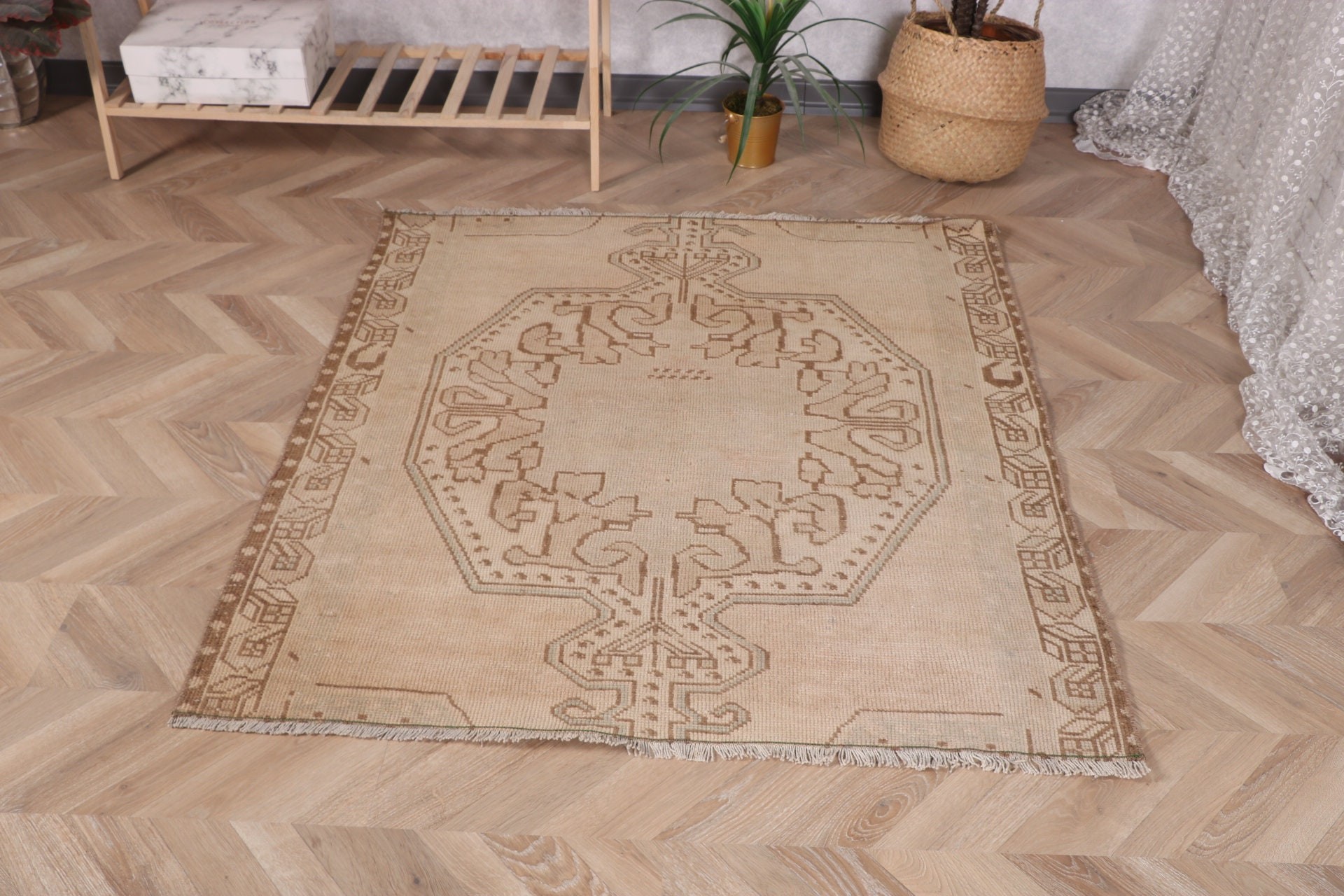 Egzotik Halı, Kahverengi Mutfak Halısı, El Dokuma Halı, Çocuk Halıları, Türk Halısı, Vintage Halı, Lüks Halılar, Boho Vurgulu Halılar, 3,9x4,4 ft Vurgulu Halılar