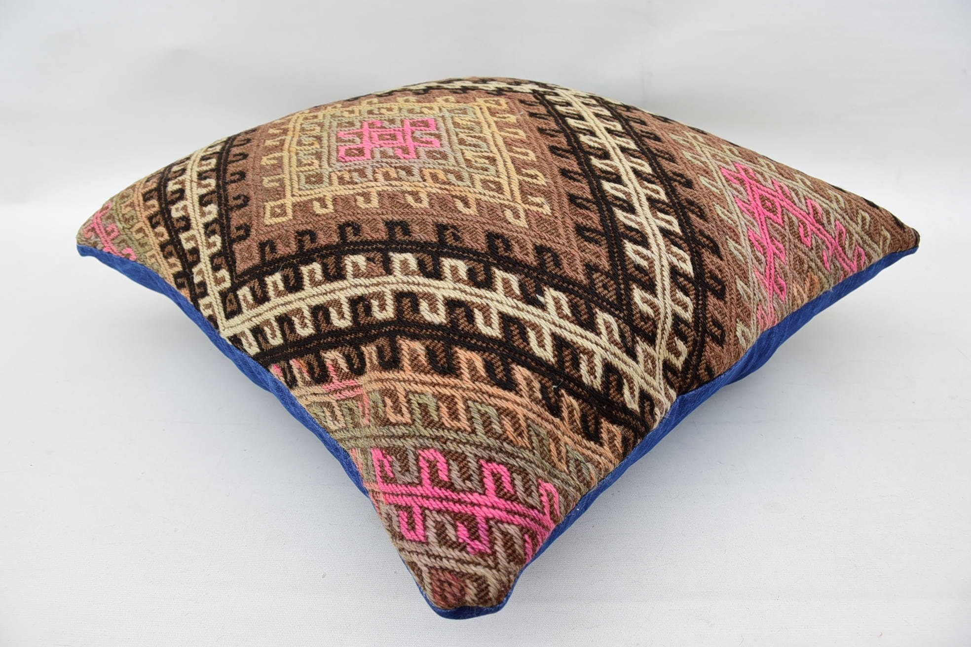 24"x24" Brown Pillow Case, Kilim Pillow, Vintage Kilim Pillow, Bolster Throw Pillow, Throw Kilim Pillow, Sofa Pillow Case