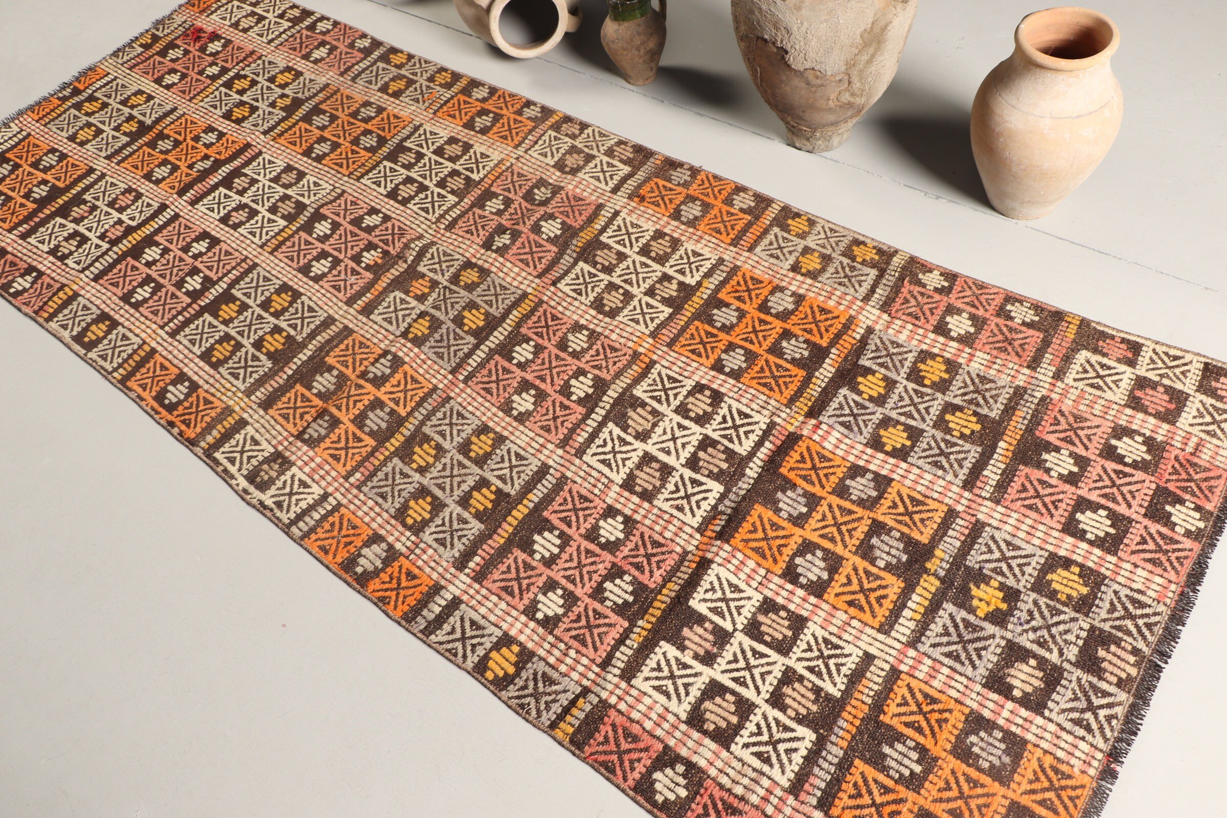 Türk Halıları, Kilim, Mutfak Halıları, Merdiven Halısı, Koridor Halıları, 3,2x8,3 ft Runner Halısı, Bej Oryantal Halı, Ev Dekor Halısı, Vintage Halı