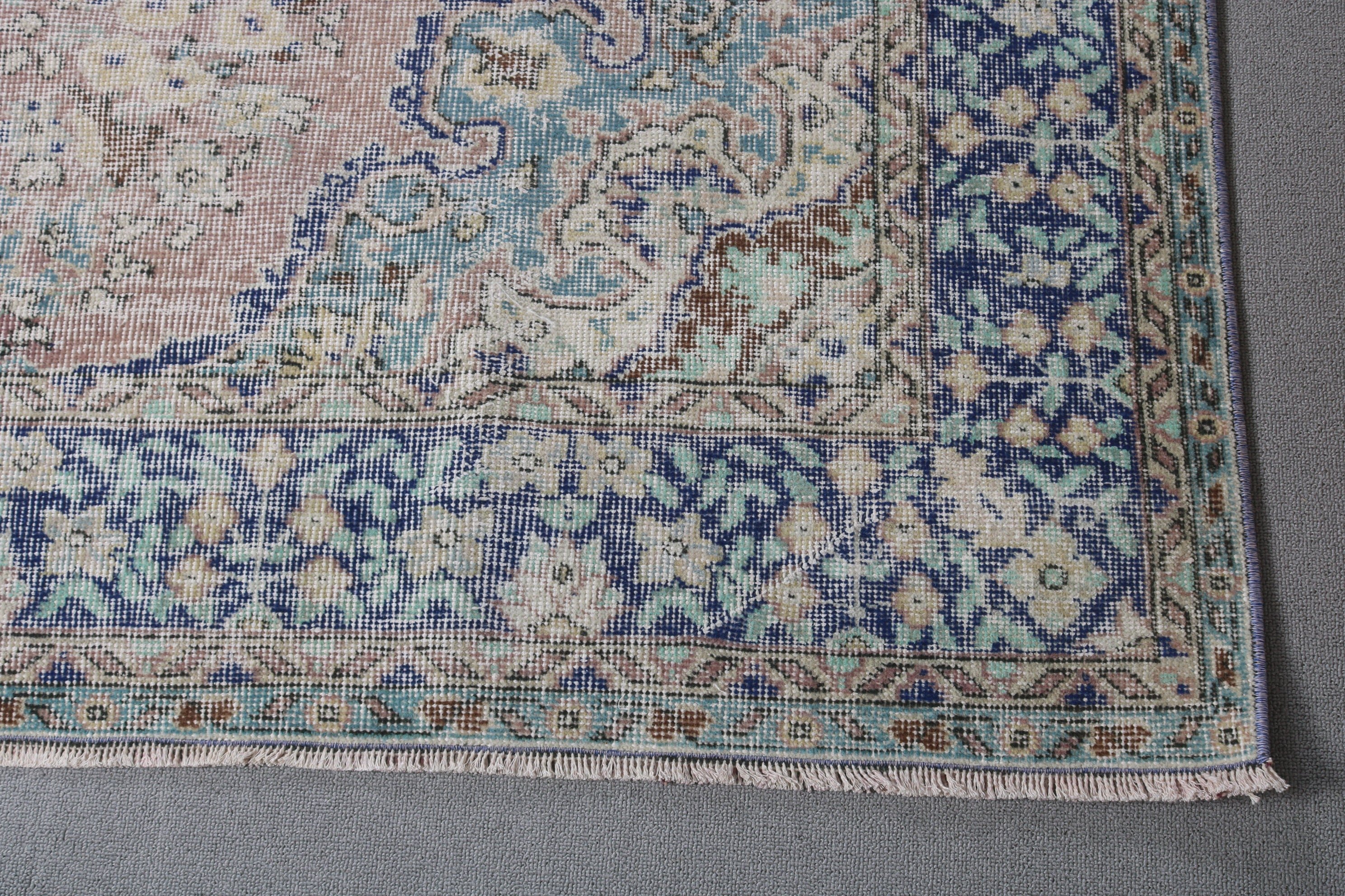 Floor Rug, Living Room Rug, 6.8x9.9 ft Large Rug, Vintage Rug, Bedroom Rug, Turkish Rugs, Pale Rugs, Blue Floor Rug, Rugs for Dining Room