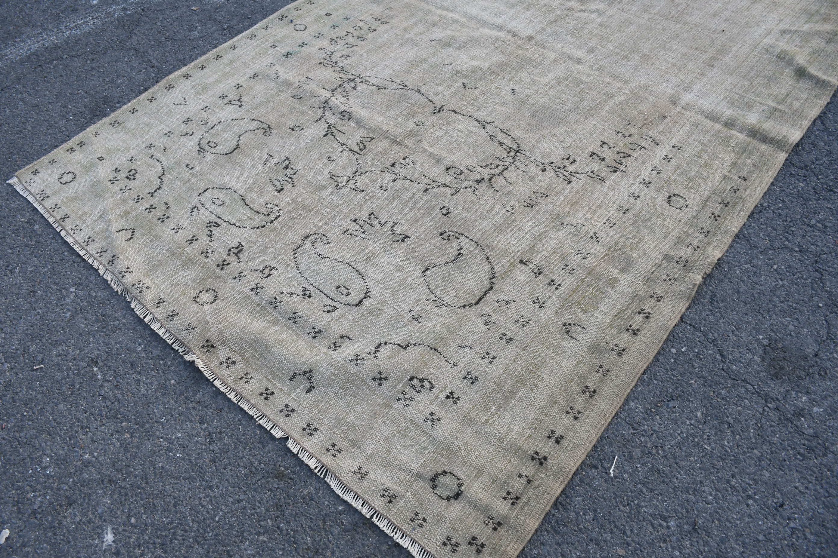 Oushak Halısı, Anadolu Halıları, Yemek Odası Halıları, Eski Halı, Türk Halısı, Oturma Odası Halısı, Bej 5.9x10 ft Büyük Halılar, Vintage Halı