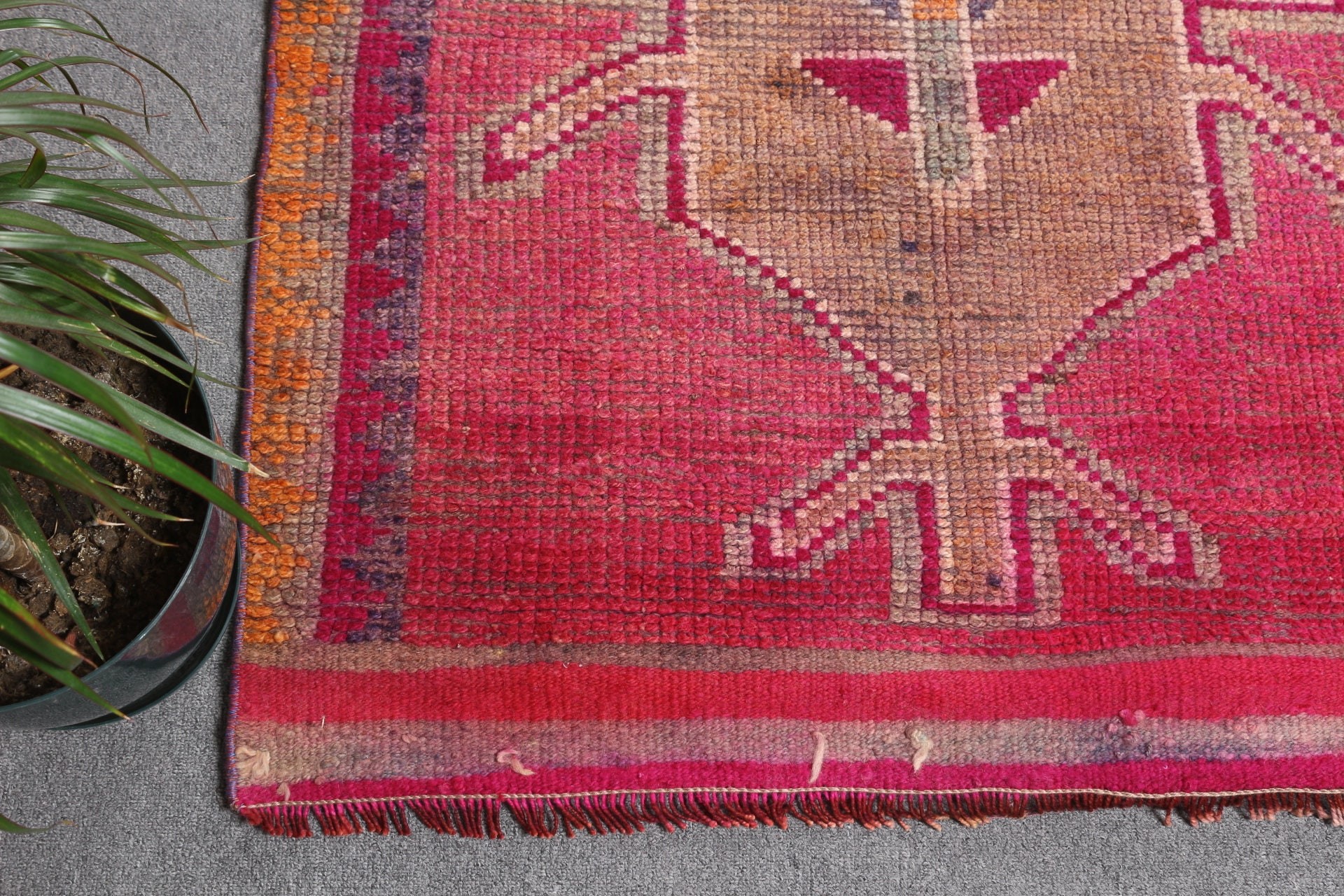 Stair Rug, Hallway Rug, Oriental Rug, Vintage Rug, Pink Anatolian Rugs, Rugs for Runner, Antique Rugs, 3x11.7 ft Runner Rugs, Turkish Rug