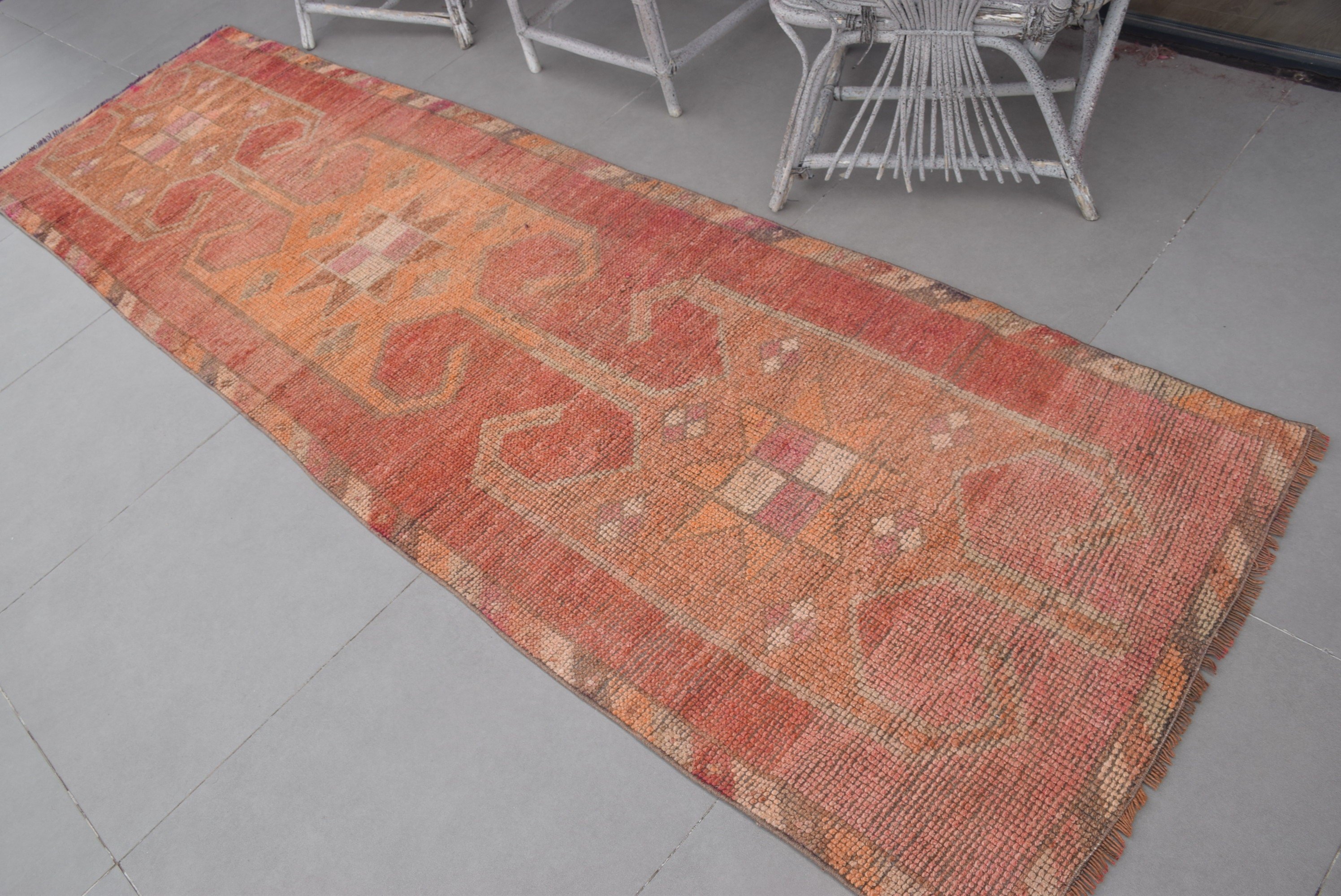 Red Home Decor Rug, Floor Rug, Corridor Rugs, 2.9x10.4 ft Runner Rug, Turkish Rug, Rugs for Runner, Stair Rugs, Bedroom Rugs, Vintage Rugs