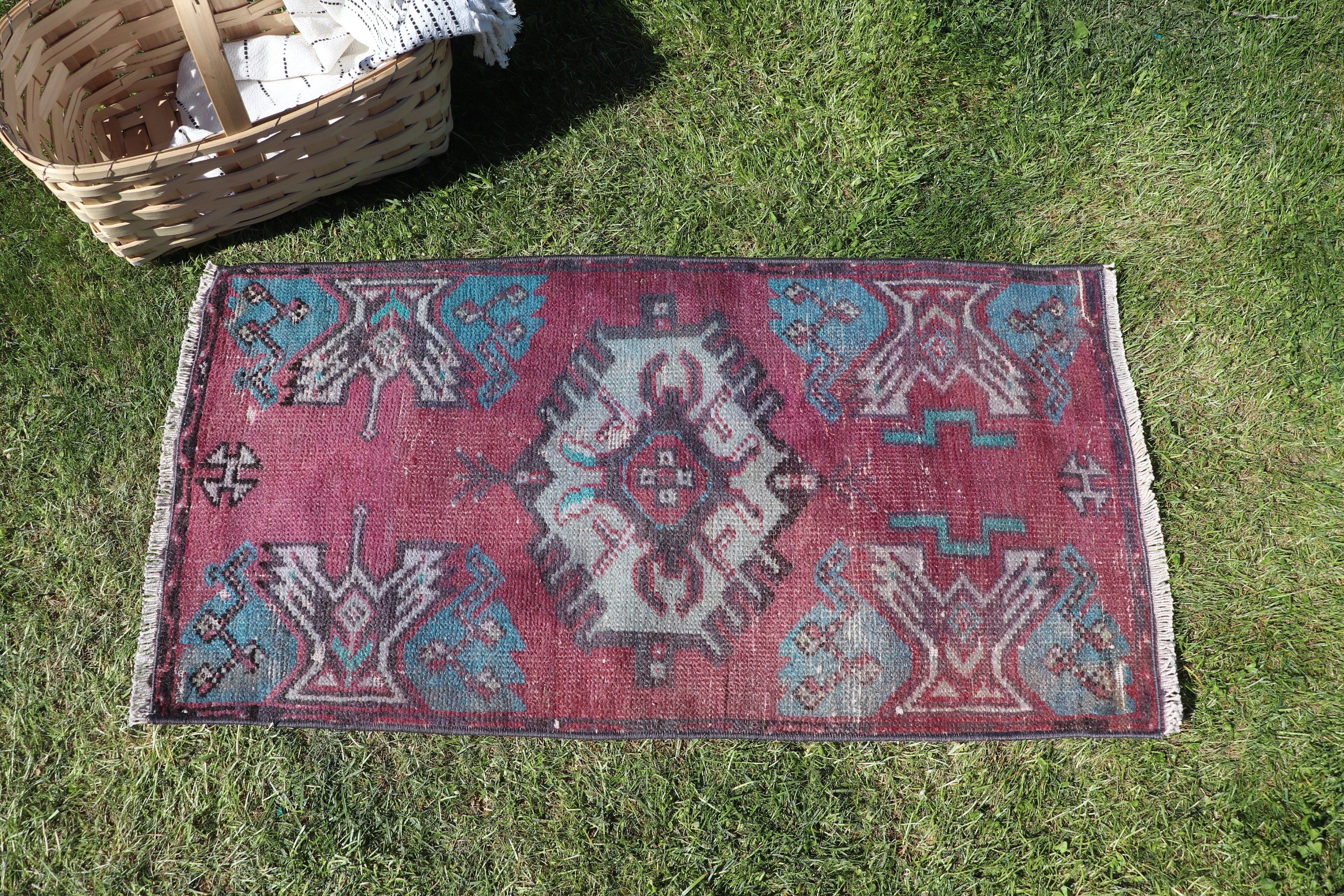 Vintage Rugs, Car Mat Rugs, Oushak Rugs, Purple Cool Rug, Small Boho Rugs, 1.5x2.9 ft Small Rugs, Aztec Rug, Turkish Rug, Moroccan Rugs