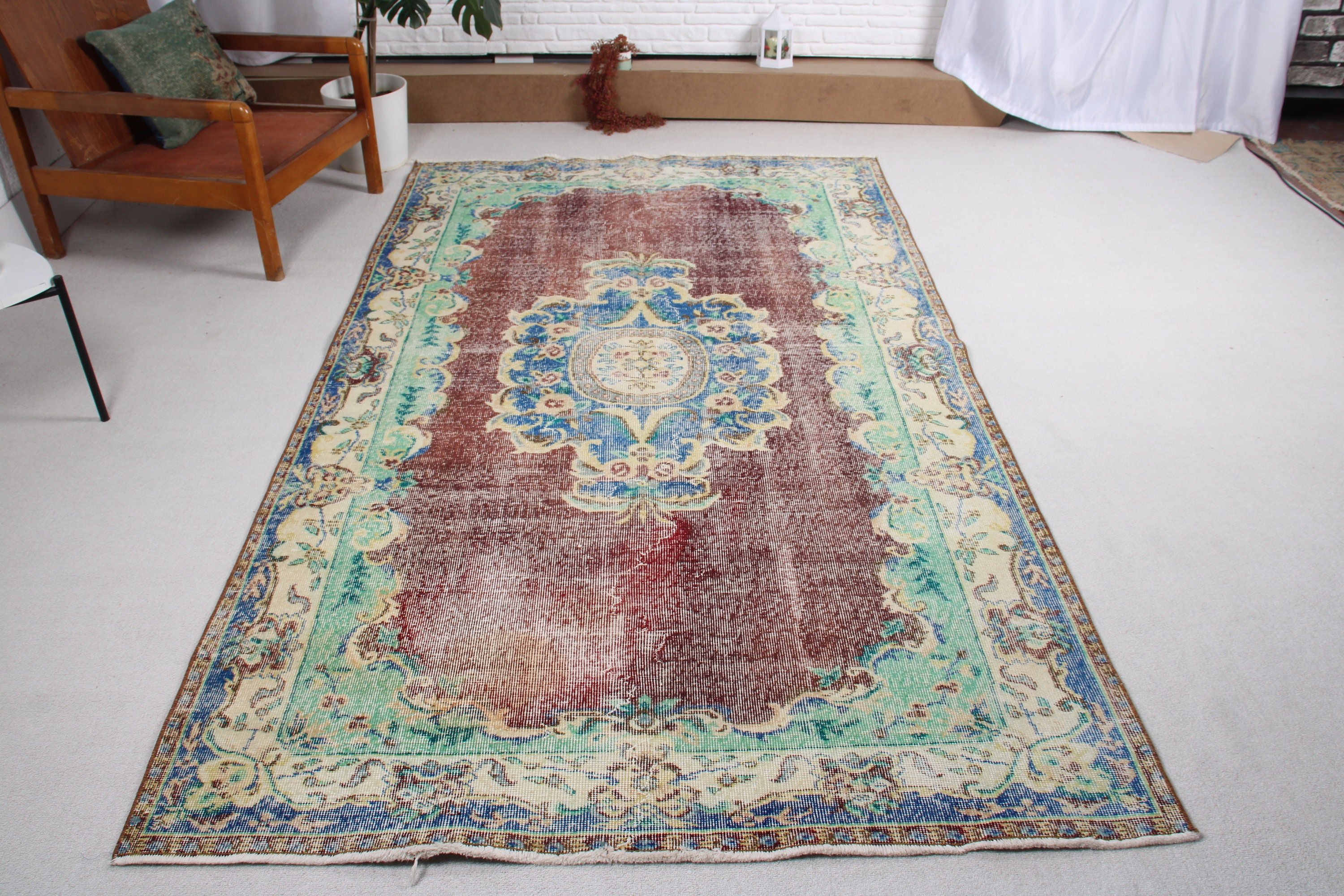 5.1x8.7 ft Büyük Halılar, Oturma Odası Halısı, Yemek Odası Halıları, Düz Dokuma Halı, Mor Antika Halılar, Vintage Halı, Türk Halısı