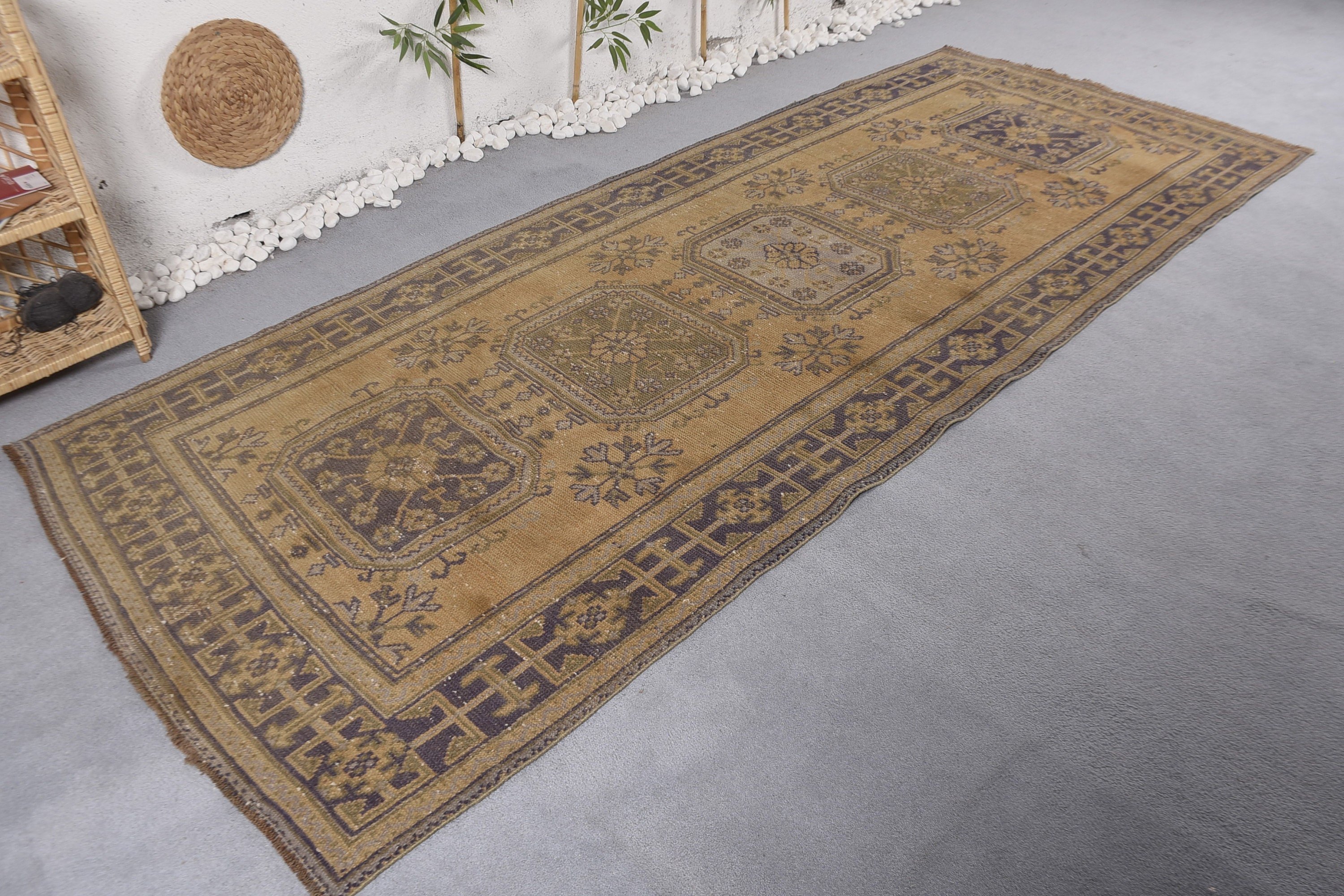 Büyük Vintage Halı, Yatak Odası Halıları, Vintage Halılar, Yemek Odası Halıları, Türk Halıları, 4.4x10.5 ft Büyük Halılar, Bej Yatak Odası Halıları, Anadolu Halısı