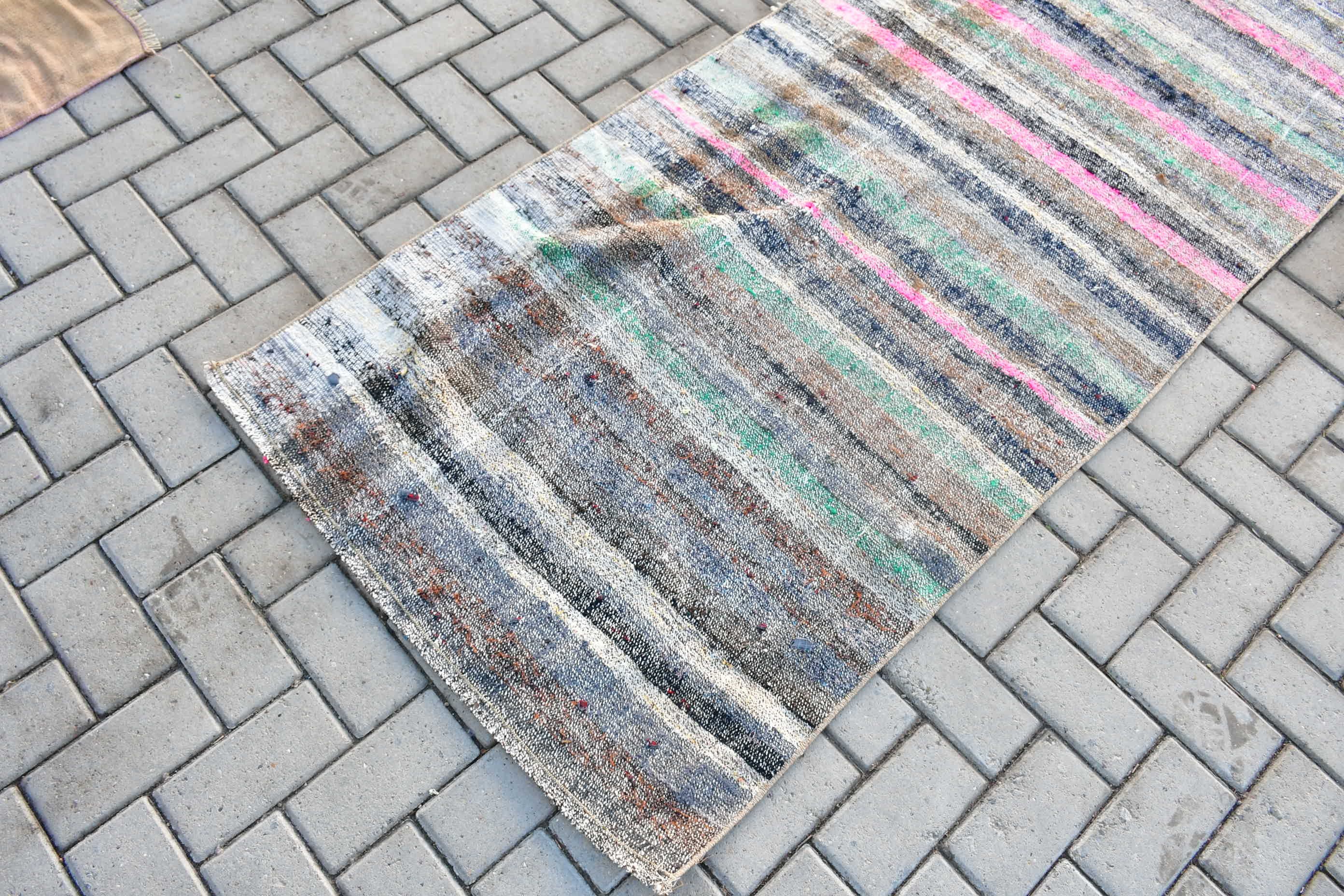 Bedroom Rugs, Vintage Rug, Moroccan Rug, Anatolian Rug, Turkish Rug, Kitchen Rugs, Gray  2.9x6.8 ft Accent Rugs, Kilim