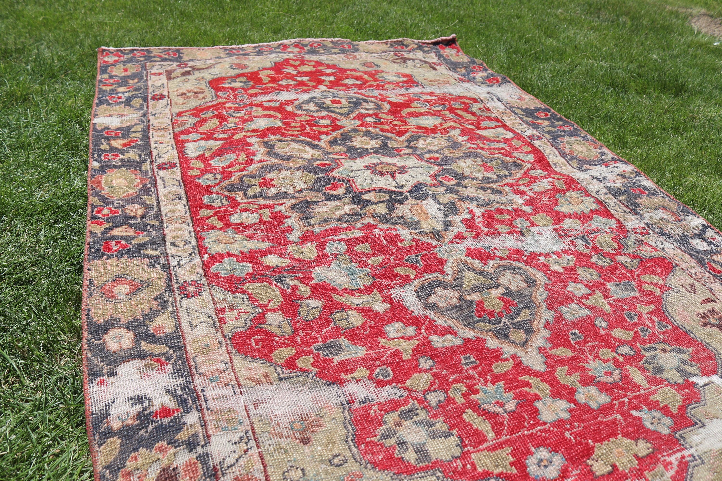 3,7x5,6 ft Accent Halı, Yatak Odası Halısı, Vintage Halı, Vintage Vurgulu Halılar, Giriş Halıları, Türk Halıları, Mutfak Halıları, Kırmızı Açıklama Halısı