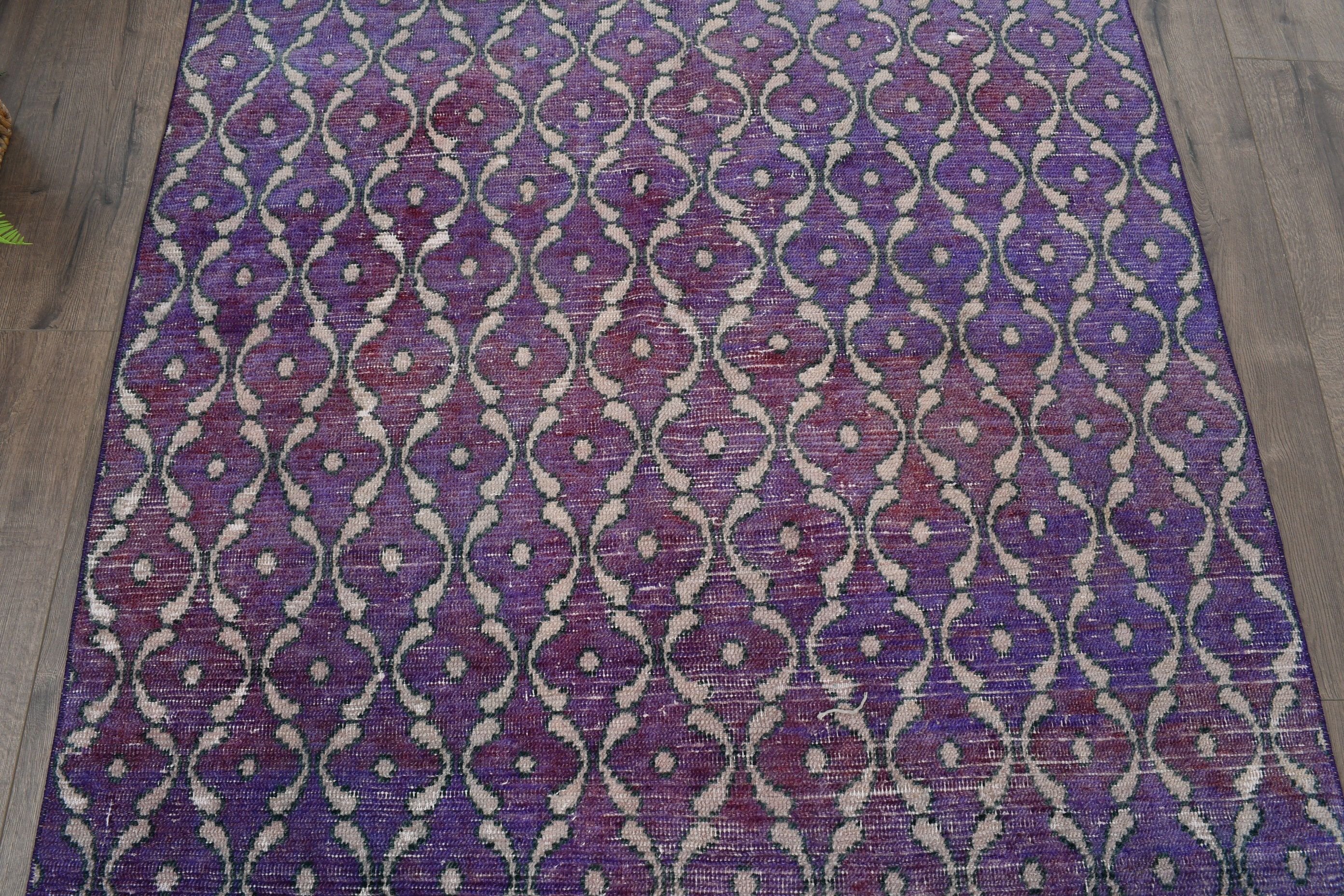 Turkish Rugs, Organic Rug, Rugs for Nursery, Oriental Rug, 4x9.9 ft Area Rugs, Purple Antique Rug, Vintage Rugs, Kitchen Rug, Indoor Rugs