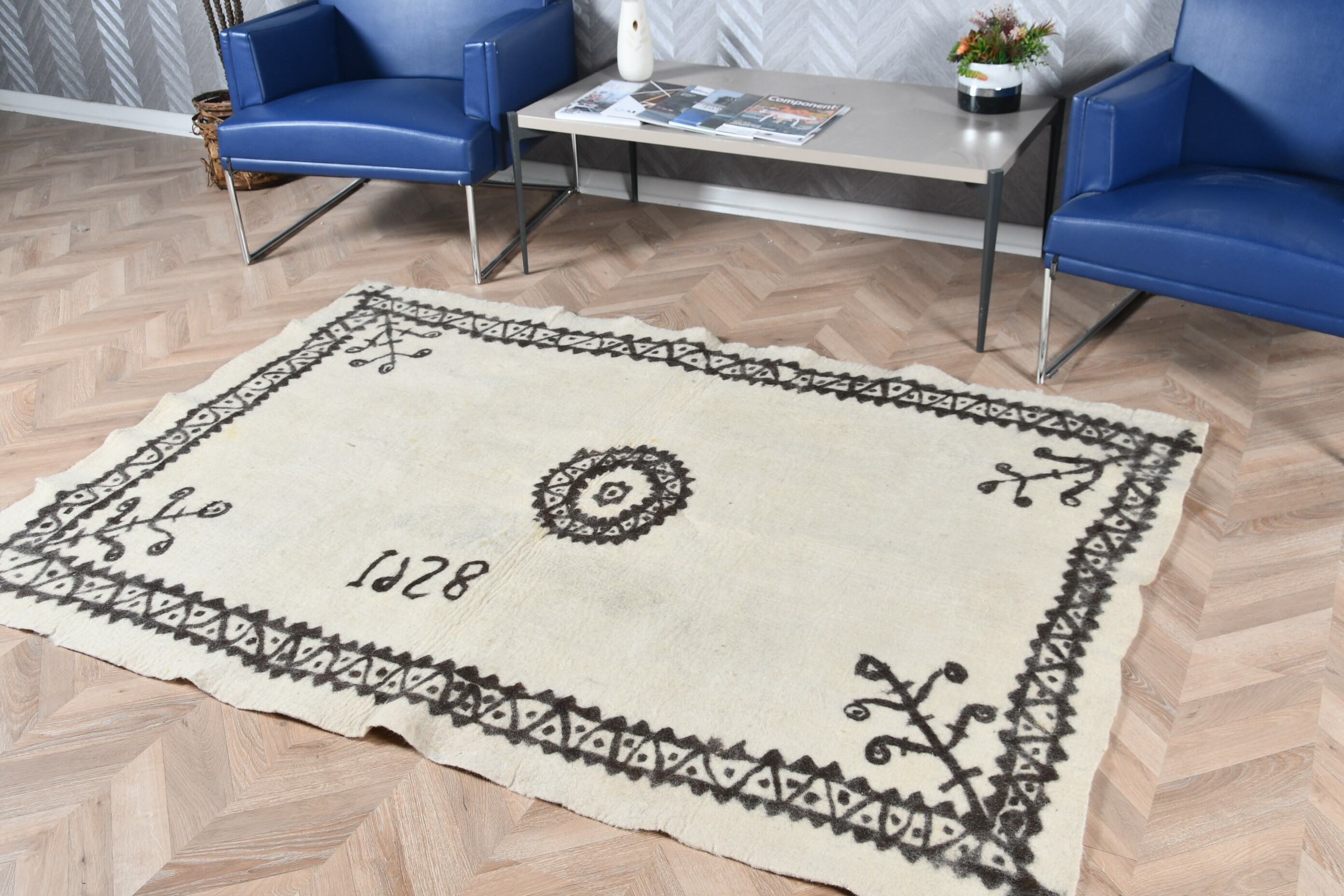 Turkish Rug, 4.7x6.7 ft Area Rug, Wedding Rug, Bedroom Rug, Moroccan Rugs, White Home Decor Rug, Vintage Rug, Dining Room Rug, Kitchen Rugs