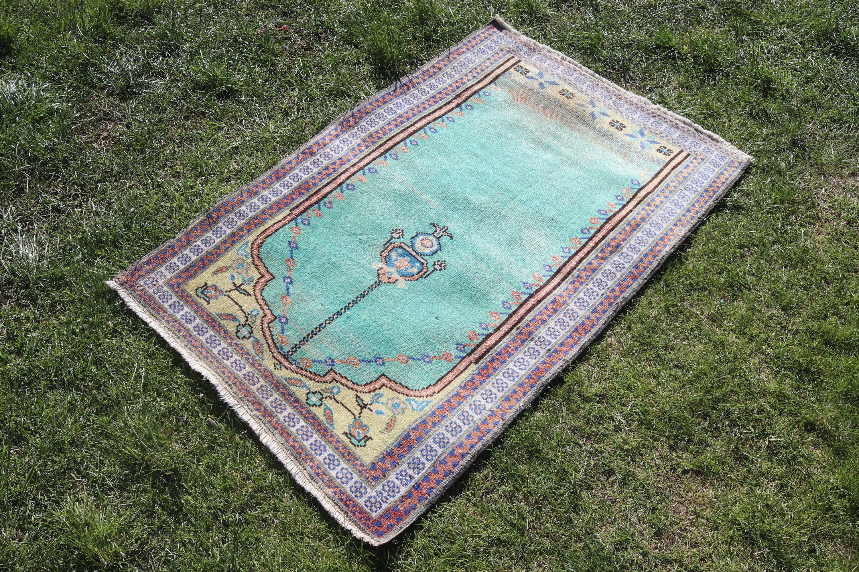 Banyo Halıları, Mutfak Halısı, Ev Dekorasyonu Halıları, Türk Halısı, Küçük Boho Halısı, 2,4x3,7 ft Küçük Halı, Yeşil Soğuk Halı, Vintage Halı