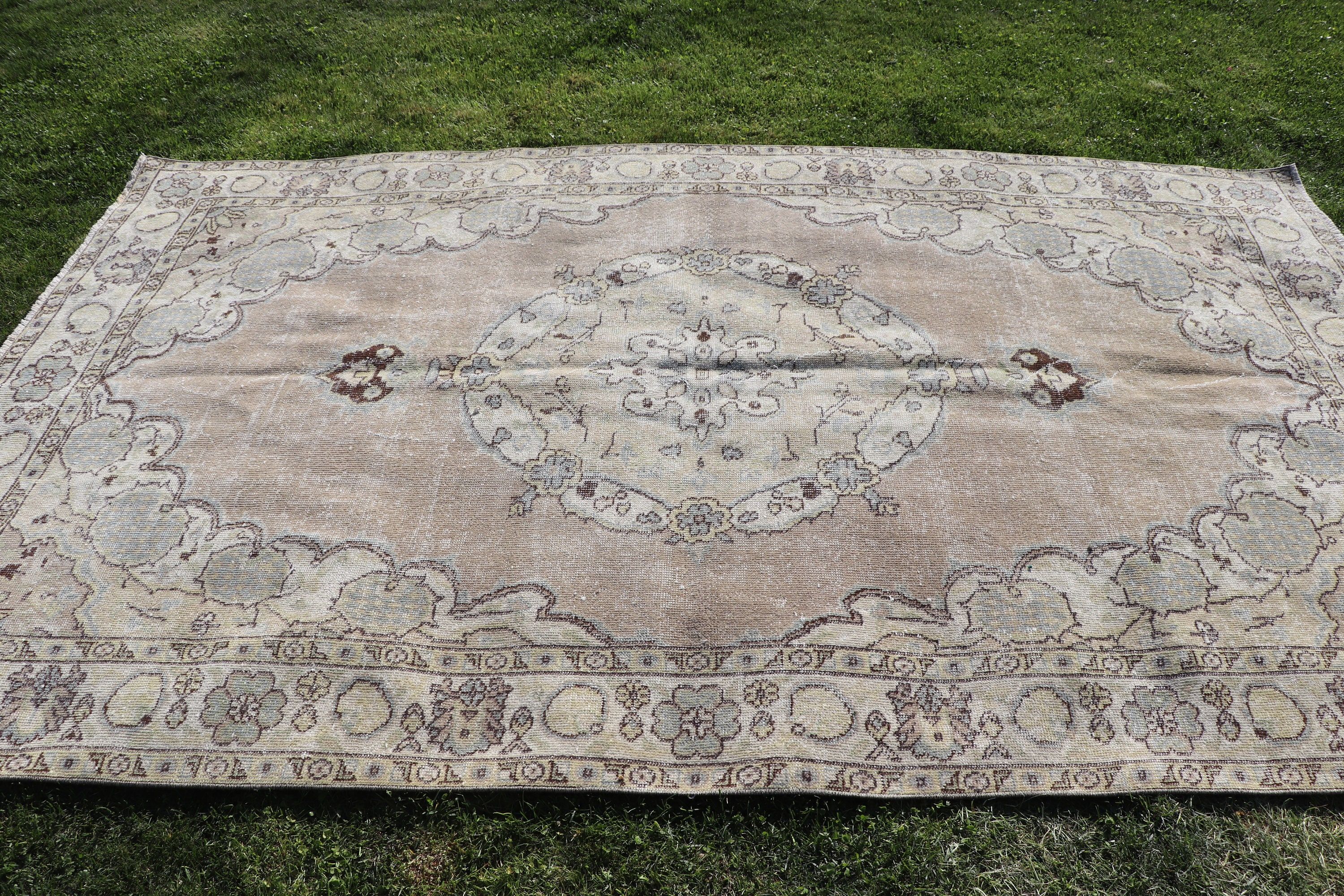 Vintage Halılar, Büyük Vintage Halı, Büyük Oushak Halısı, Anadolu Halıları, Türk Halıları, Yatak Odası Halıları, 5.3x8.9 ft Büyük Halı, Yeşil Modern Halı