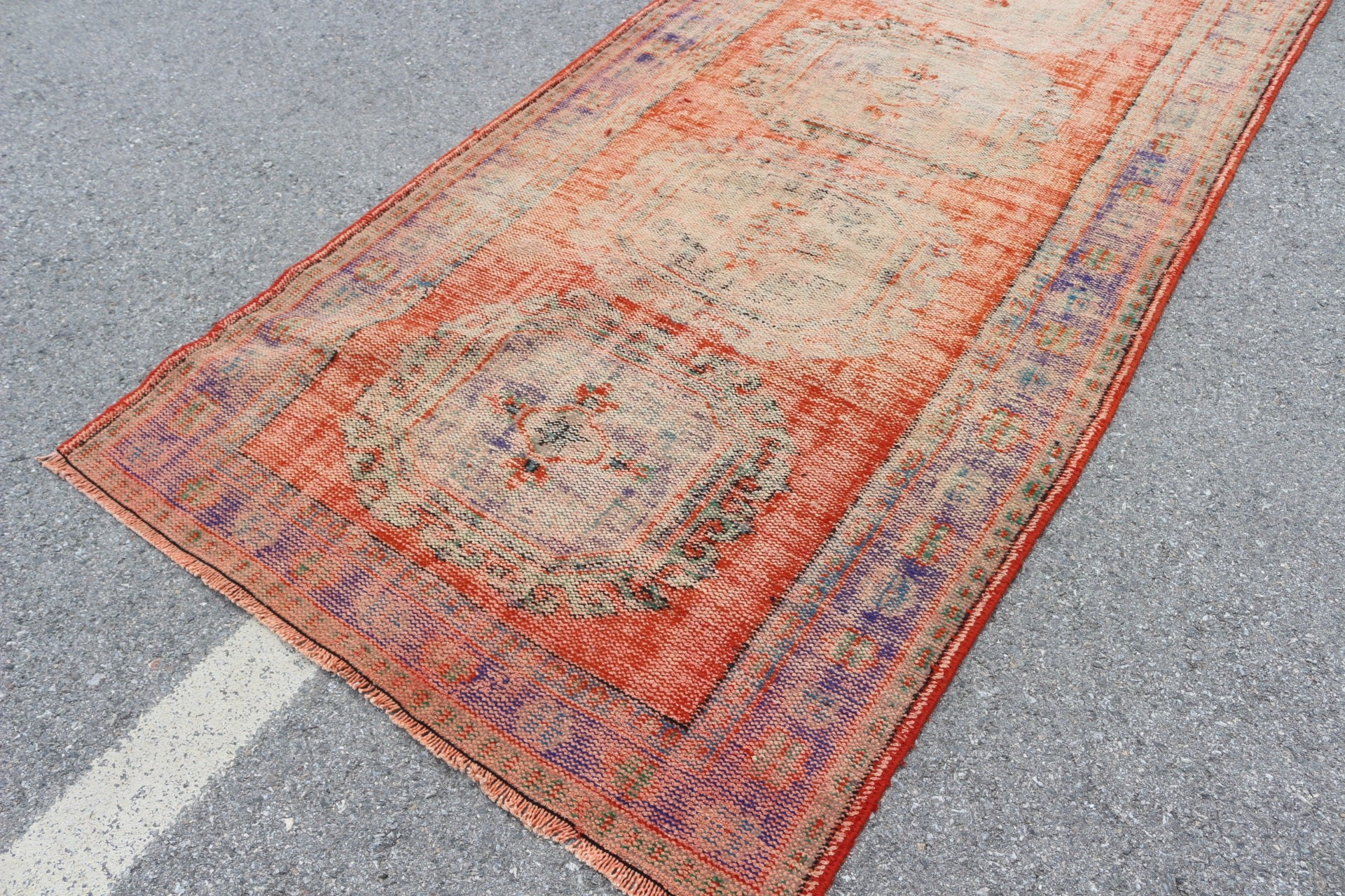 Bedroom Rug, Turkish Rugs, Living Room Rug, Vintage Rug, Kitchen Rug, Old Rugs, Orange  4.5x10.7 ft Large Rug