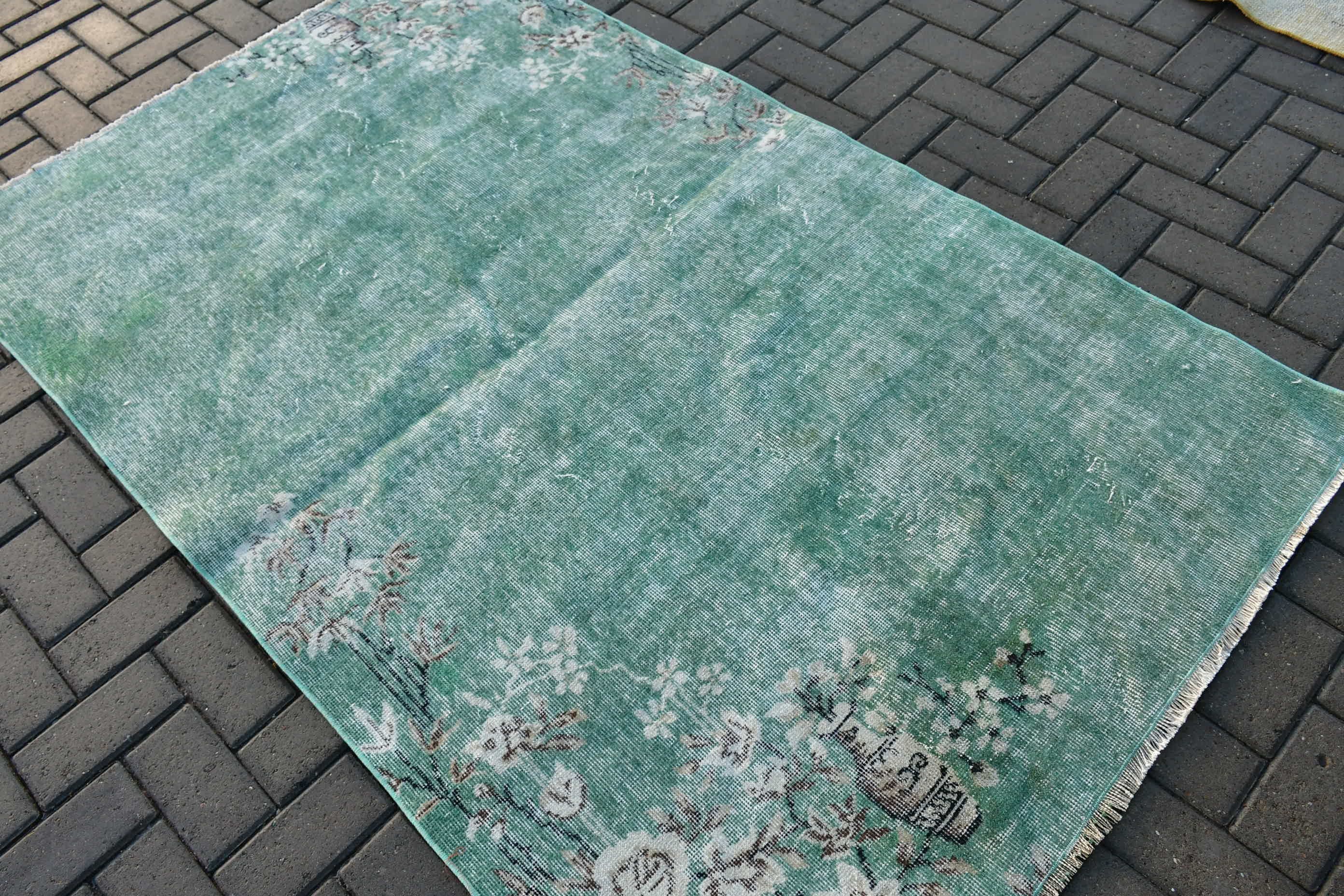 Green Cool Rug, Rugs for Nursery, Bedroom Rugs, Wool Rug, Vintage Rugs, 4.1x6.6 ft Area Rug, Kitchen Rugs, Nursery Rug, Turkish Rug