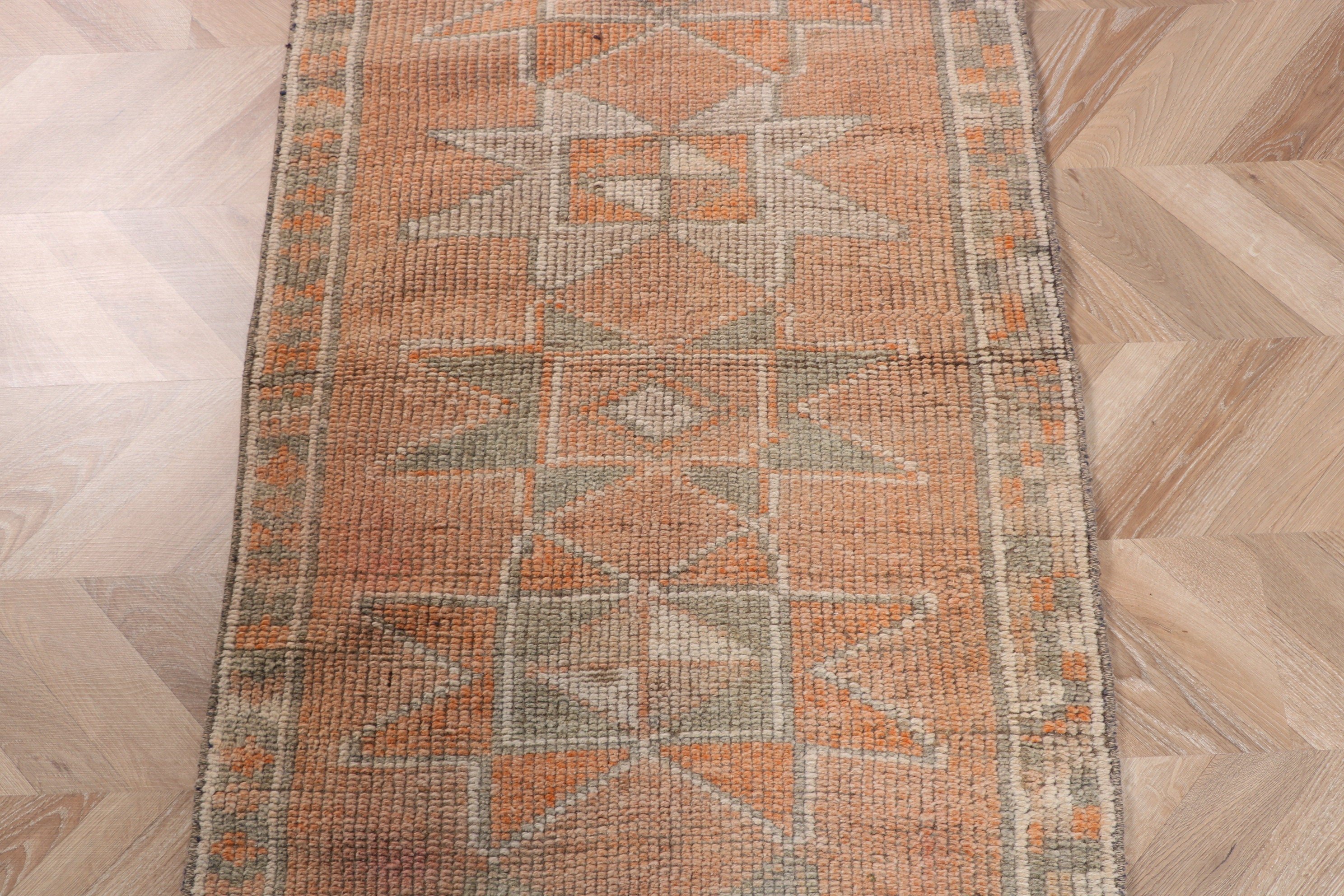 2.6x12.5 ft Runner Rugs, Vintage Rugs, Orange Floor Rug, Home Decor Rug, Stair Rugs, Corridor Rug, Turkish Rug, Decorative Rug, Floor Rug