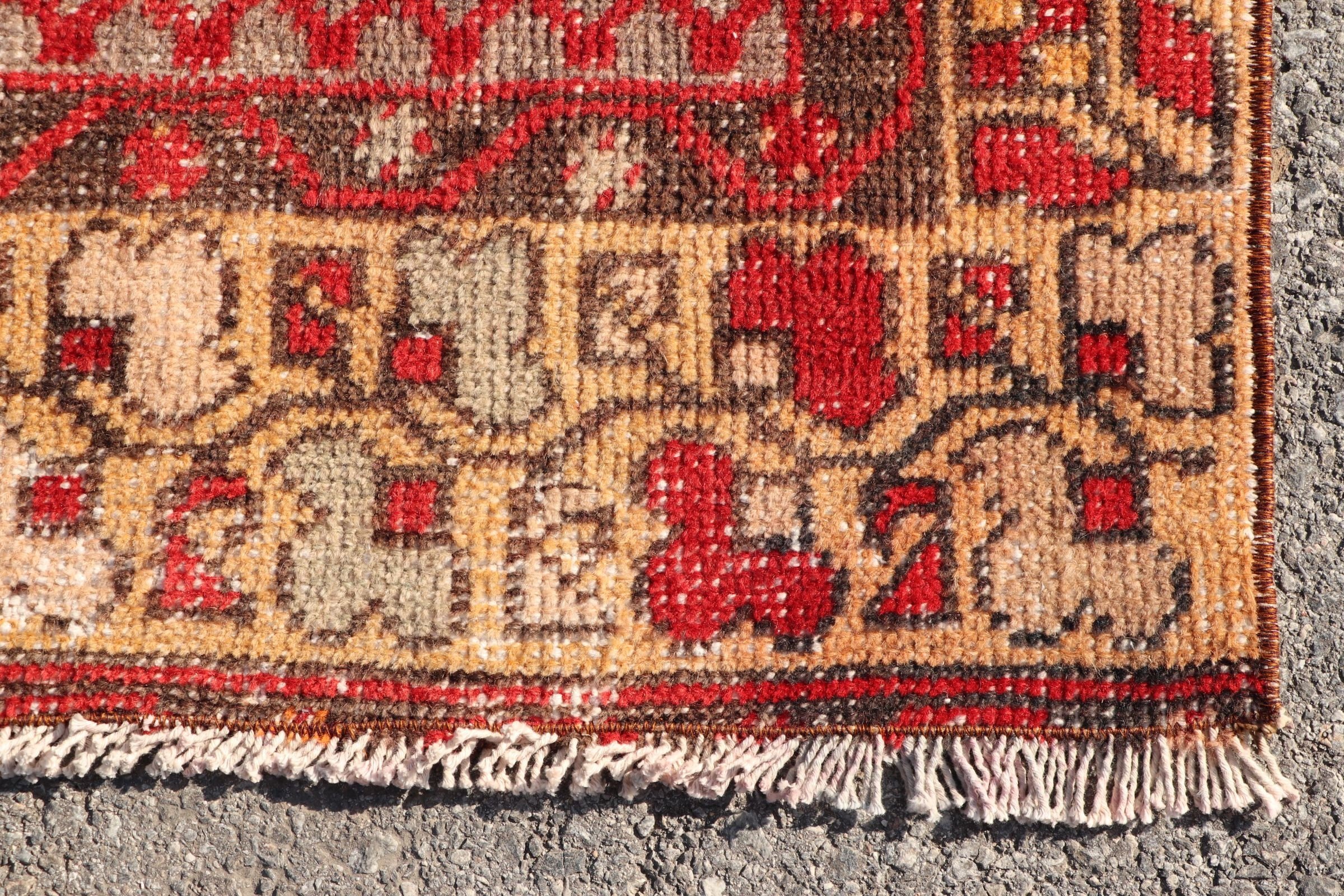 Wool Rug, Turkish Rugs, Dining Room Rugs, 3.6x8.7 ft Area Rug, Red Wool Rugs, Rugs for Floor, Kitchen Rug, Indoor Rugs, Vintage Rug