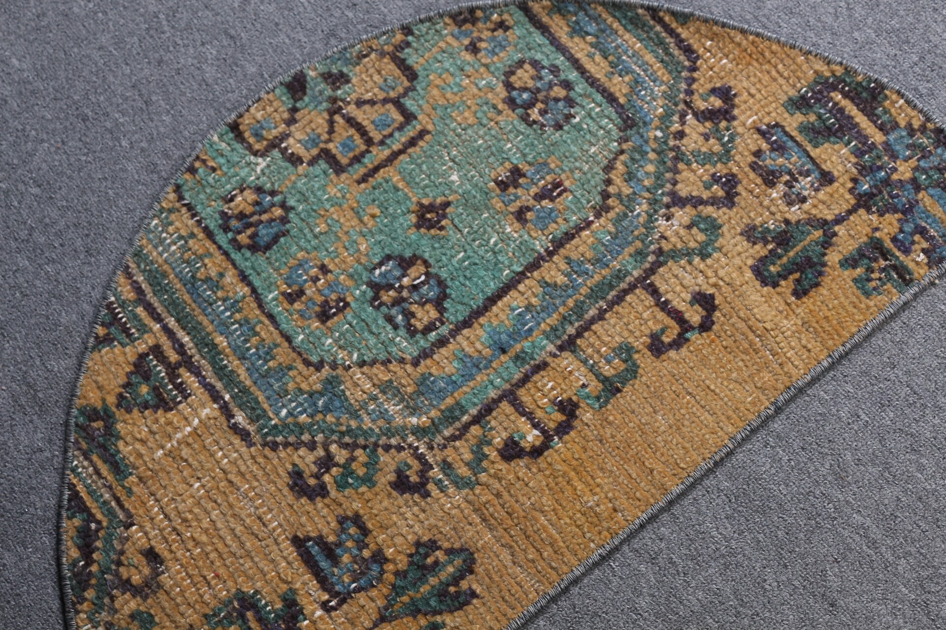 Vintage Halı, Etnik Halılar, Yeşil 2.5x1.5 ft Küçük Halılar, Çocuk Halısı, Banyo Halısı, Anadolu Halısı, Türk Halısı