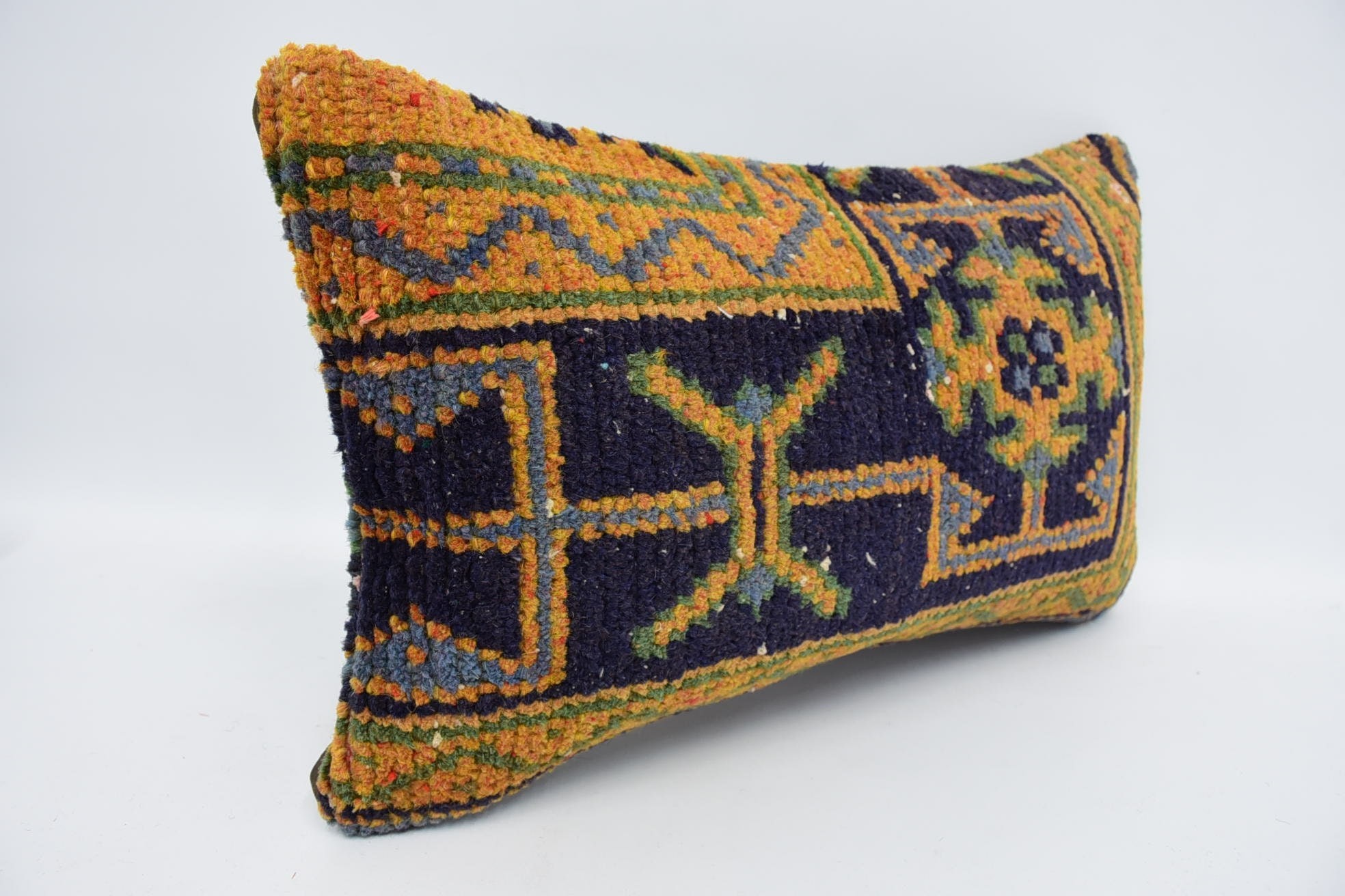 Tapestry Cushion Cover, 12"x20" Blue Cushion Case, Kilim Pillow Cover, Ethnical Kilim Rug Pillow, Throw Kilim Pillow, Pastel Cushion Case