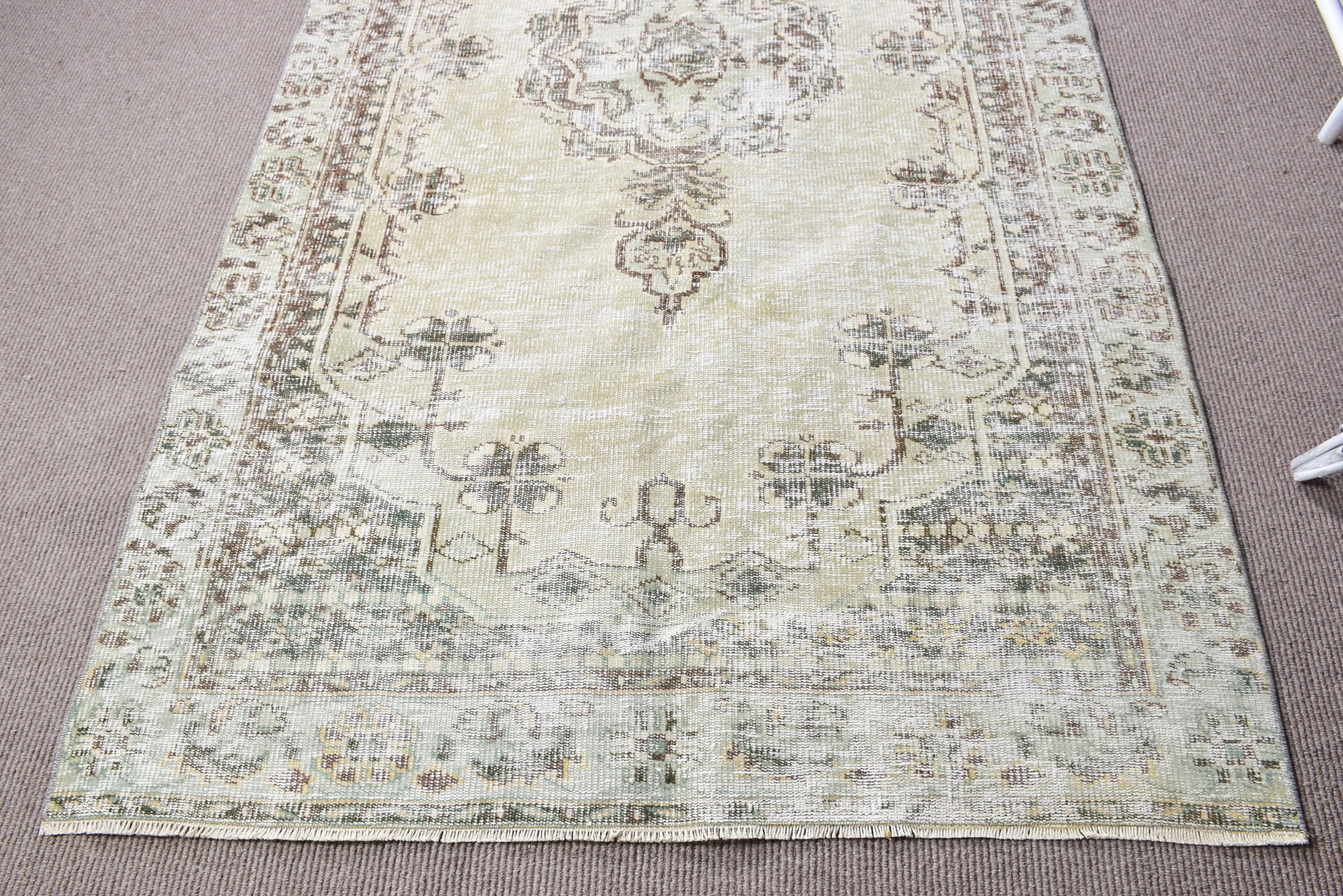 Kitchen Rugs, Anatolian Rugs, Turkish Rugs, Salon Rugs, Vintage Rug, Outdoor Rug, Green Cool Rug, 4.8x8.5 ft Large Rug, Bedroom Rug