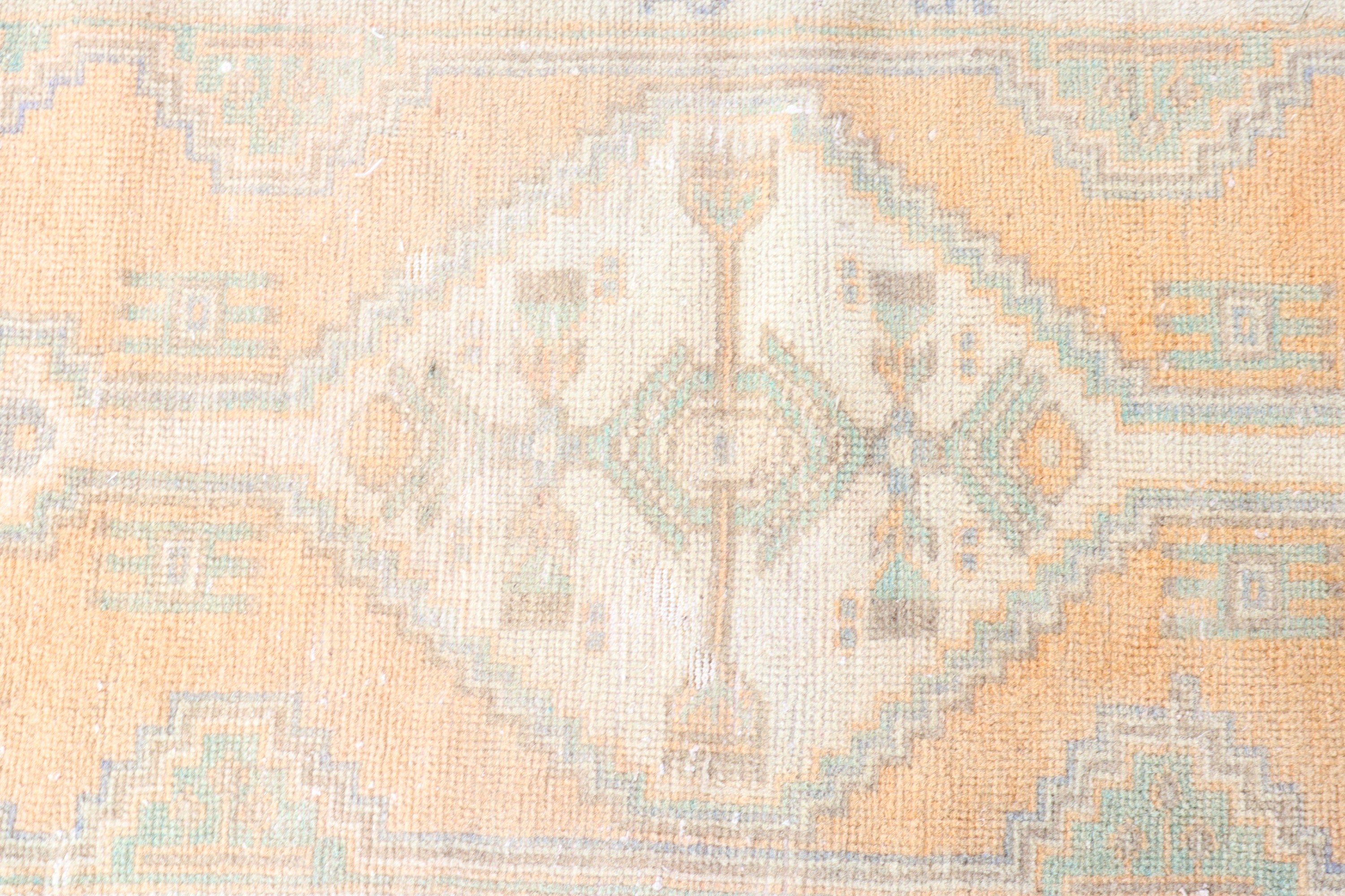 Bej Geometrik Halı, Vintage Halı, Duvara Asılı Halılar, Küçük Alan Halısı, 1.5x3.2 ft Küçük Halılar, Türk Halıları, Geometrik Halılar