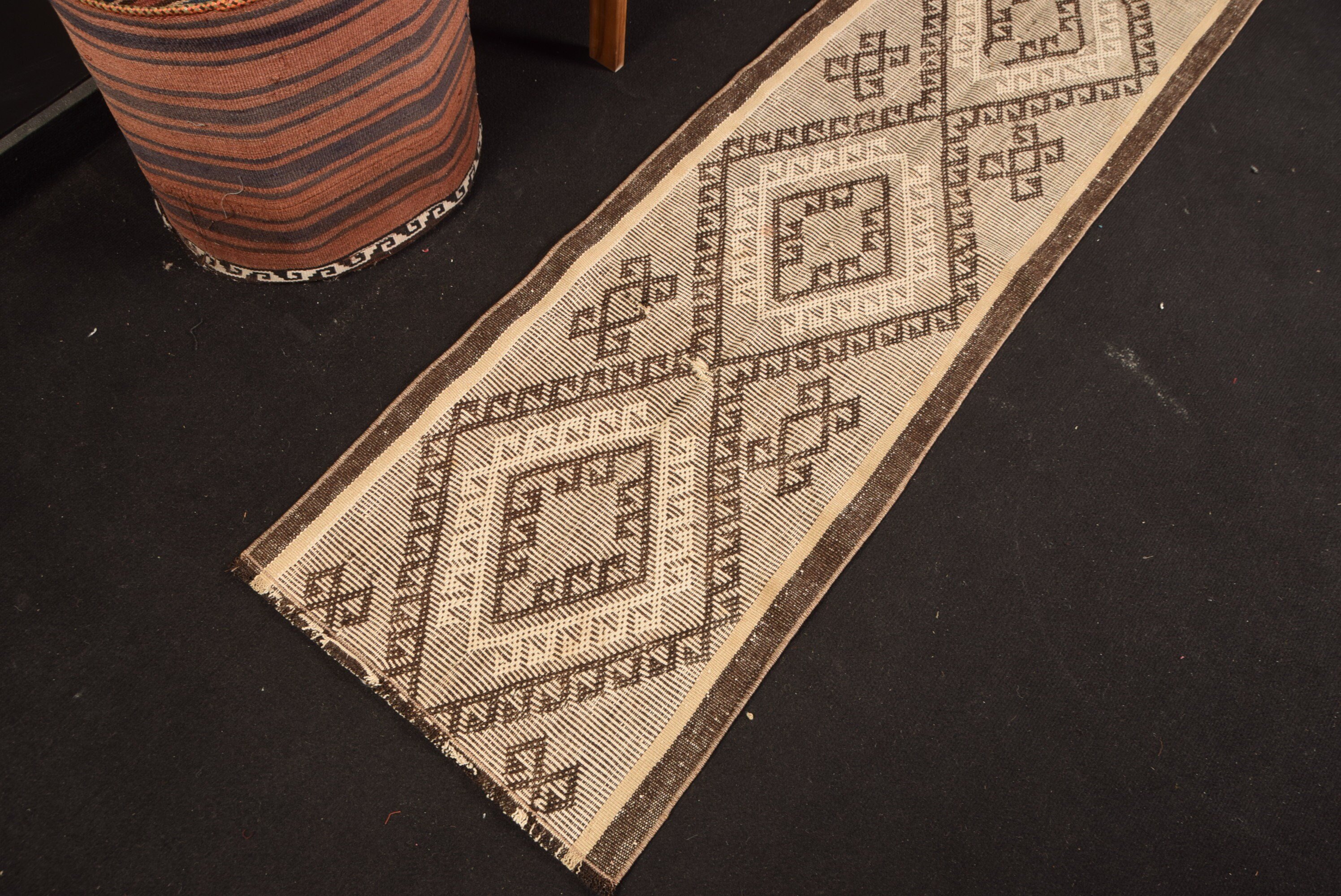 Kitchen Rug, Vintage Rug, Rugs for Corridor, Kilim, Beige Oushak Rugs, 1.7x6.9 ft Runner Rugs, Oriental Rug, Abstract Rug, Turkish Rug