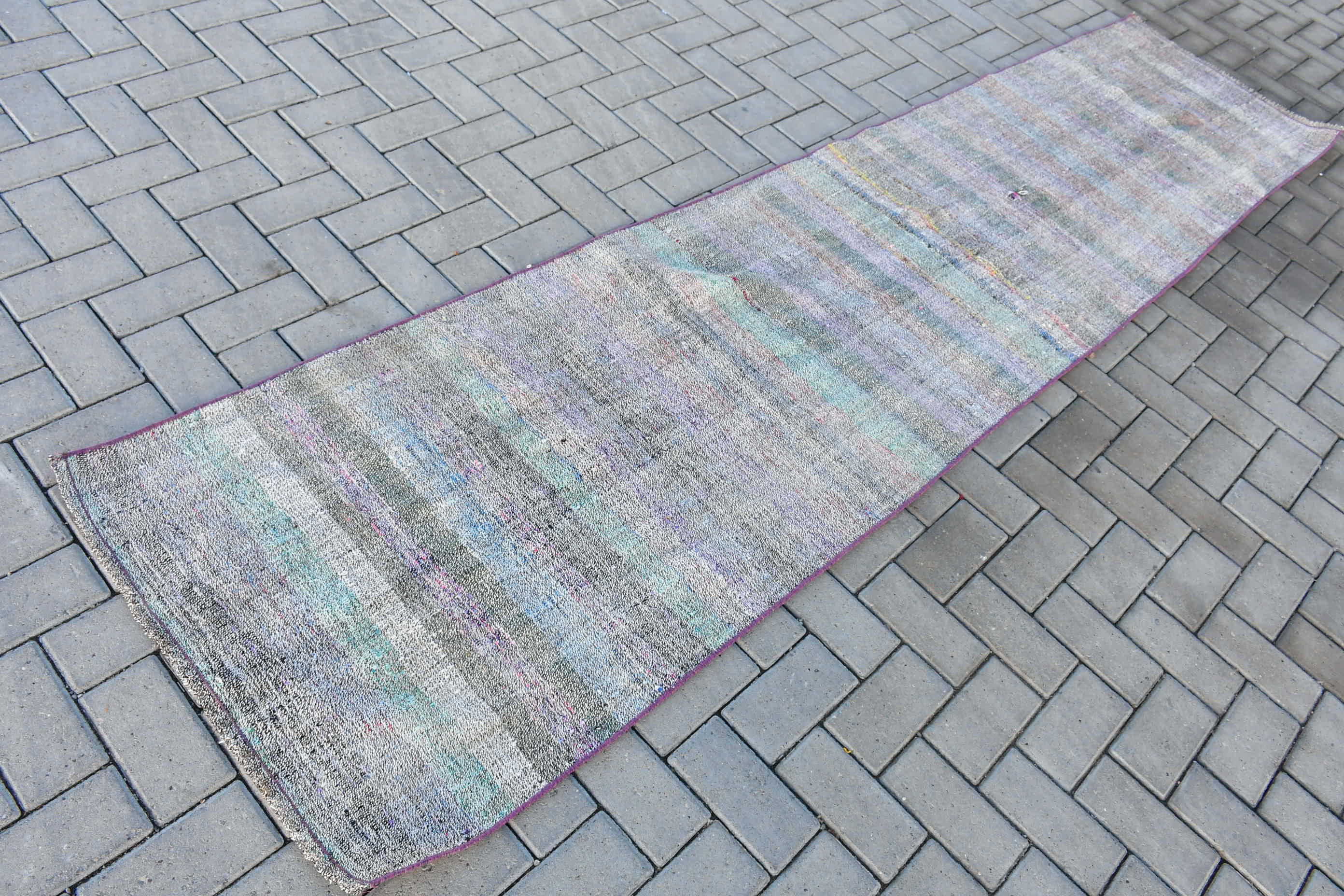 Koşucu Halıları, Koridor Halısı, Yün Halı, Merdiven Halısı, Vintage Halılar, Kilim, Mor Soğuk Halı, 2,5x10,3 ft Koşucu Halısı, Soğuk Halı, Türk Halısı