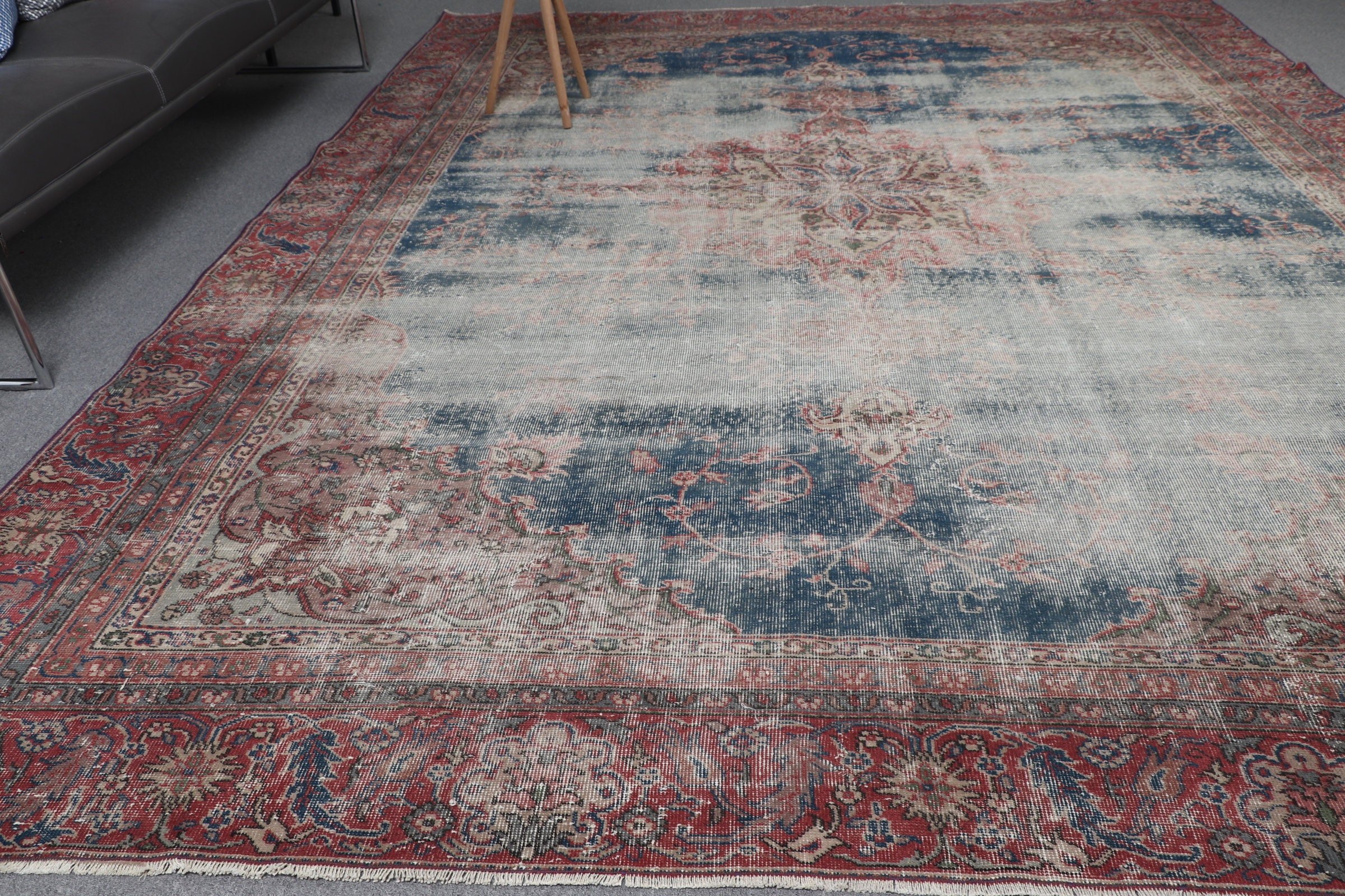 Salon Halıları, Türk Halısı, Mavi Yün Halı, Yurt Halısı, Ev Dekorasyonu Halısı, Vintage Halılar, Oturma Odası Halıları, Anadolu Halıları, 8.6x11.9 ft Büyük Boy Halı