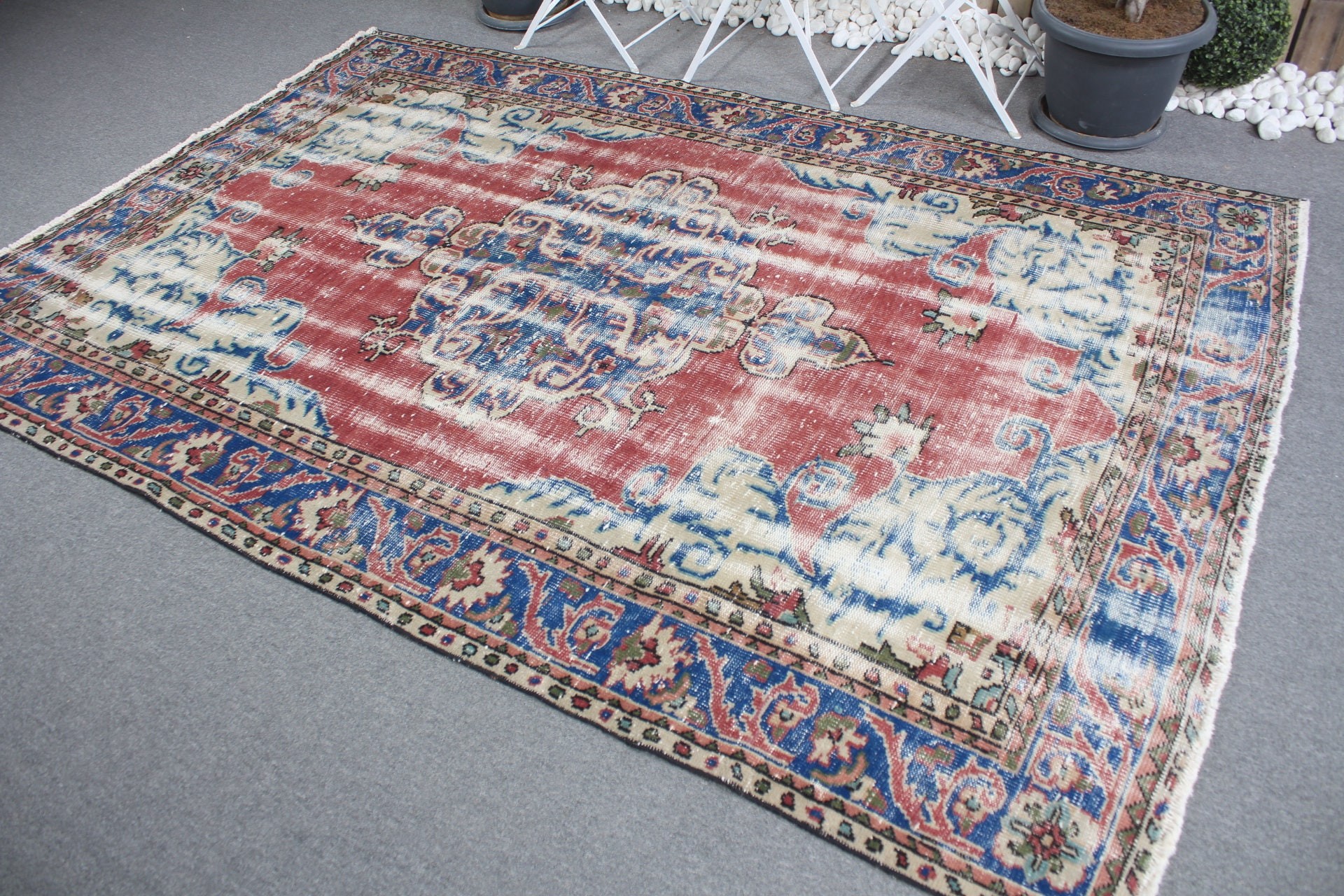 Kırmızı Fas Halısı, Vintage Halı, Yemek Odası Halıları, 5.8x8.7 ft Büyük Halılar, Türk Halısı, Yatak Odası Halısı, Oturma Odası Halısı, Anadolu Halıları