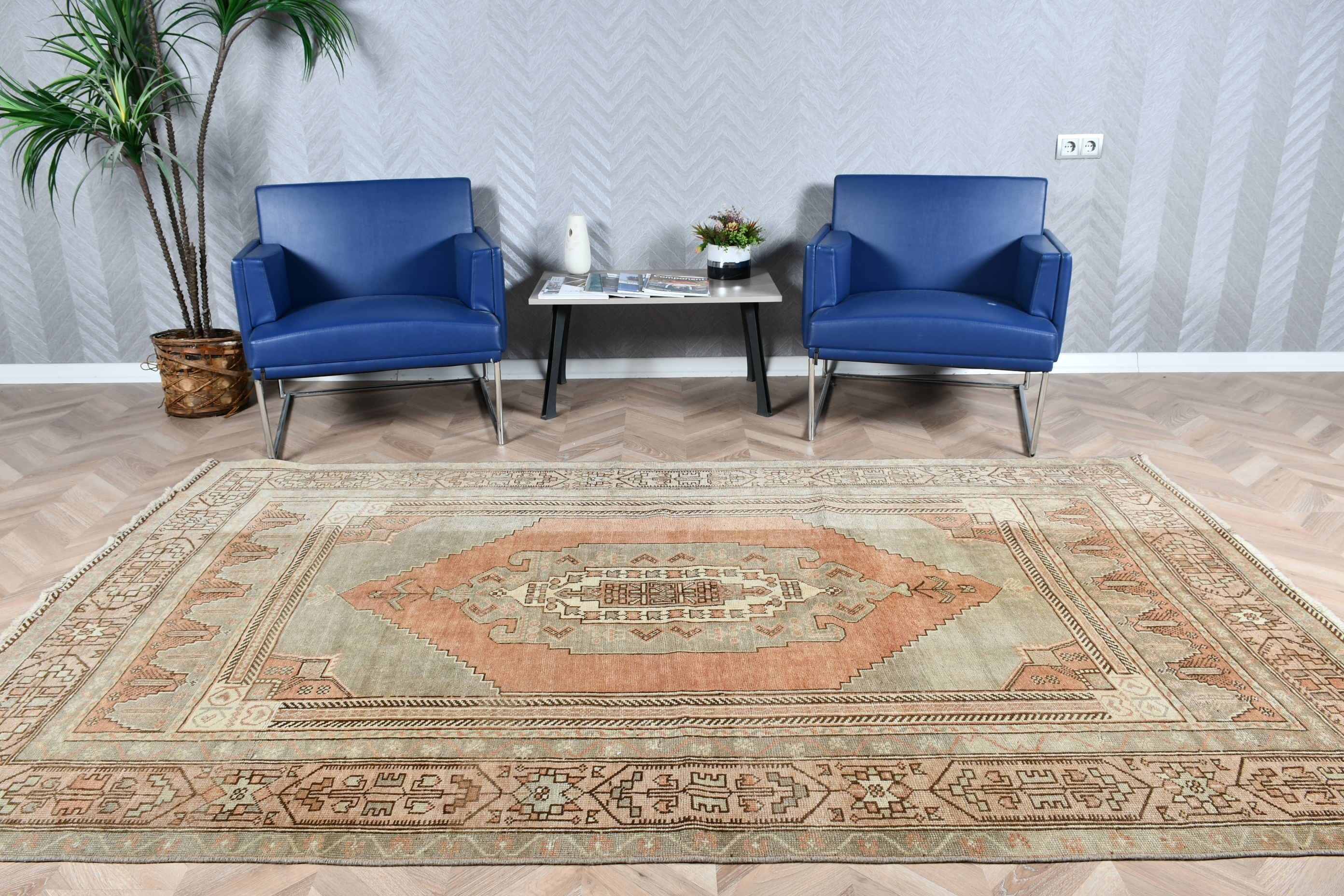 Oturma Odası Halısı, 5.4x9 ft Büyük Halılar, Bej Oryantal Halı, Türk Halısı, Antika Halı, Vintage Halı, Salon Halıları, Oryantal Halılar, Doğal Halı