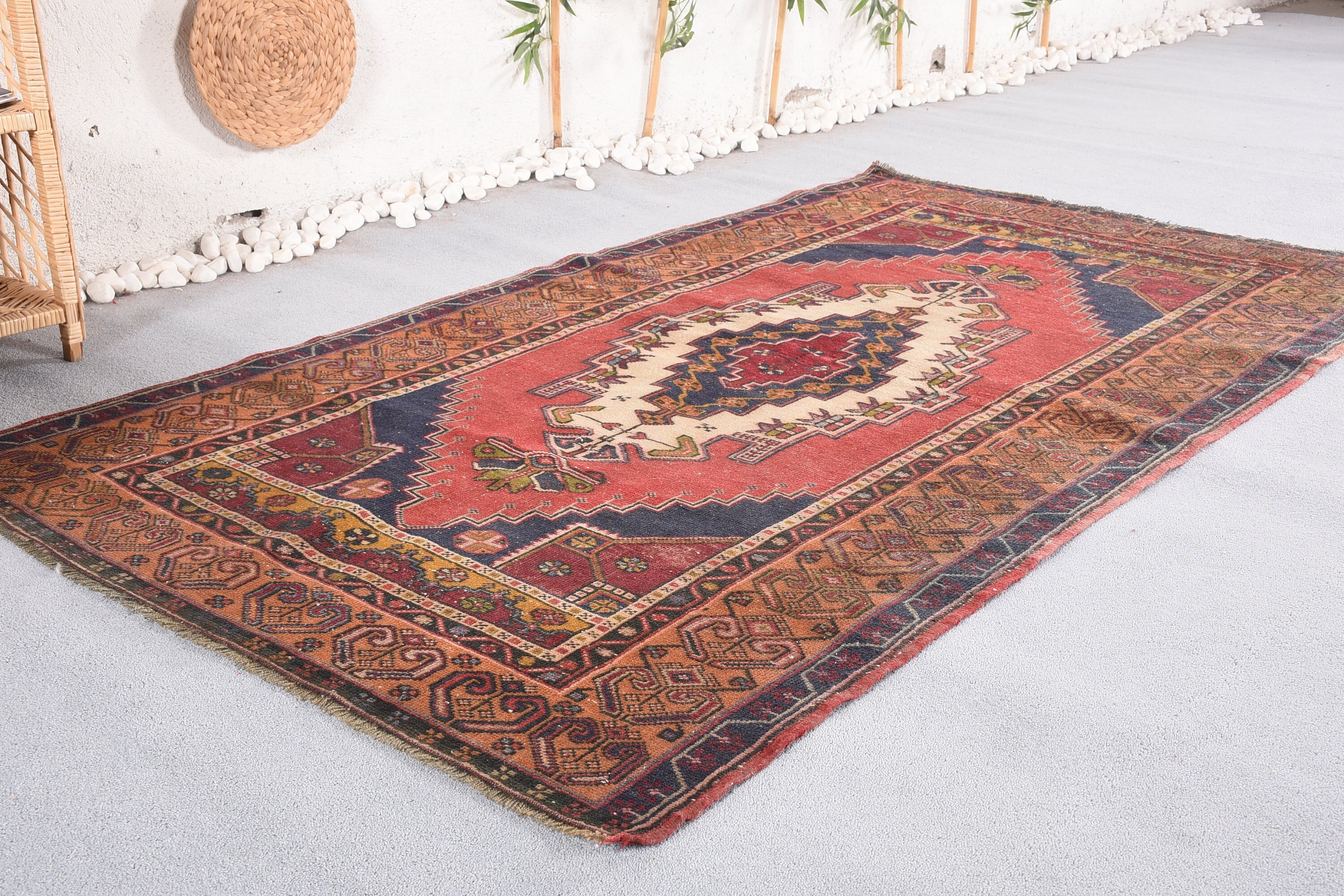 Brown Antique Rugs, Turkish Rug, Anatolian Rugs, 4.2x7.5 ft Area Rug, Kitchen Rugs, Eclectic Rugs, Oushak Rugs, Vintage Rug, Bedroom Rug