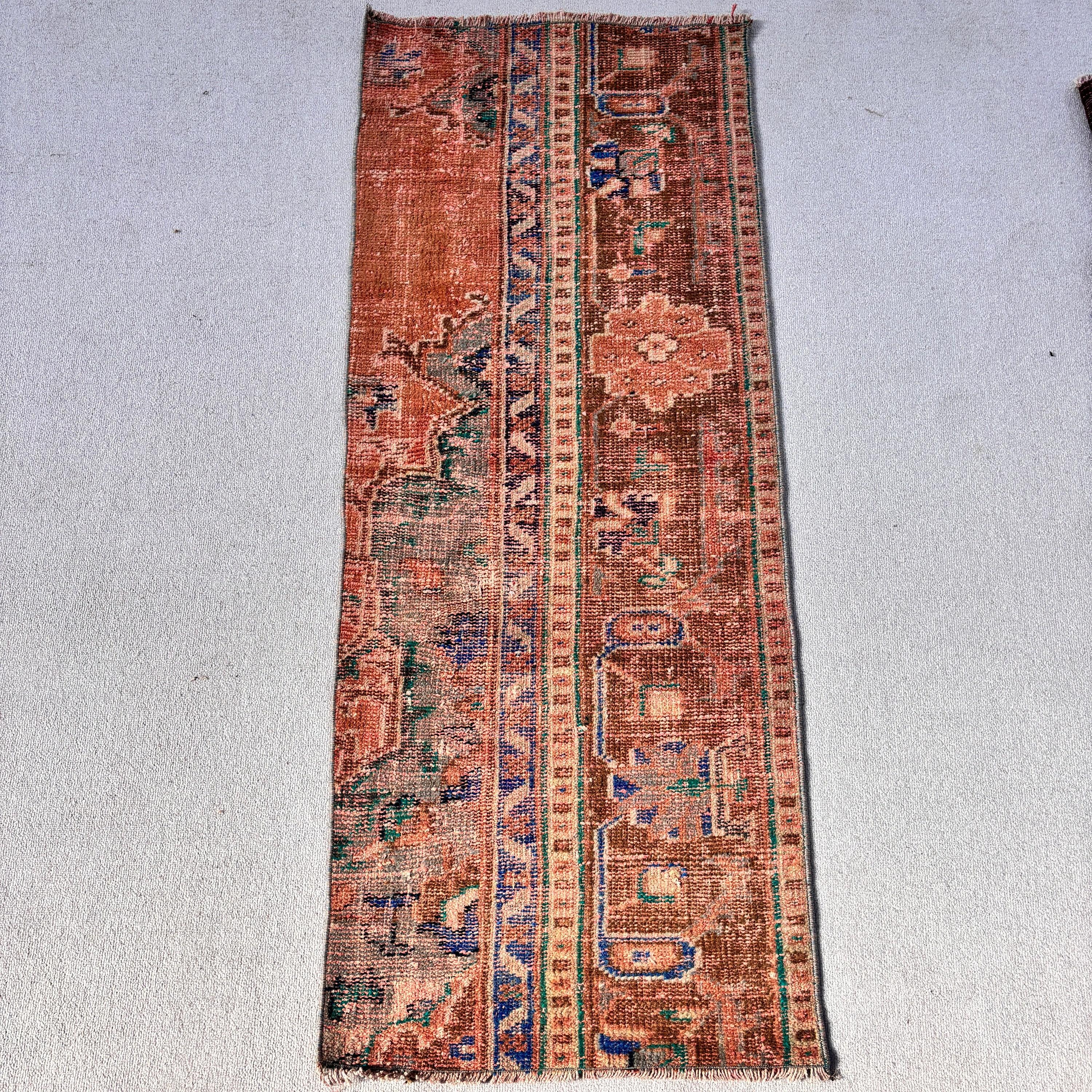 Turkish Rugs, Orange Wool Rugs, Bath Rugs, Vintage Rugs, Bedroom Rugs, Cool Rug, Kitchen Rugs, 1.9x4.9 ft Small Rug, Rugs for Kitchen