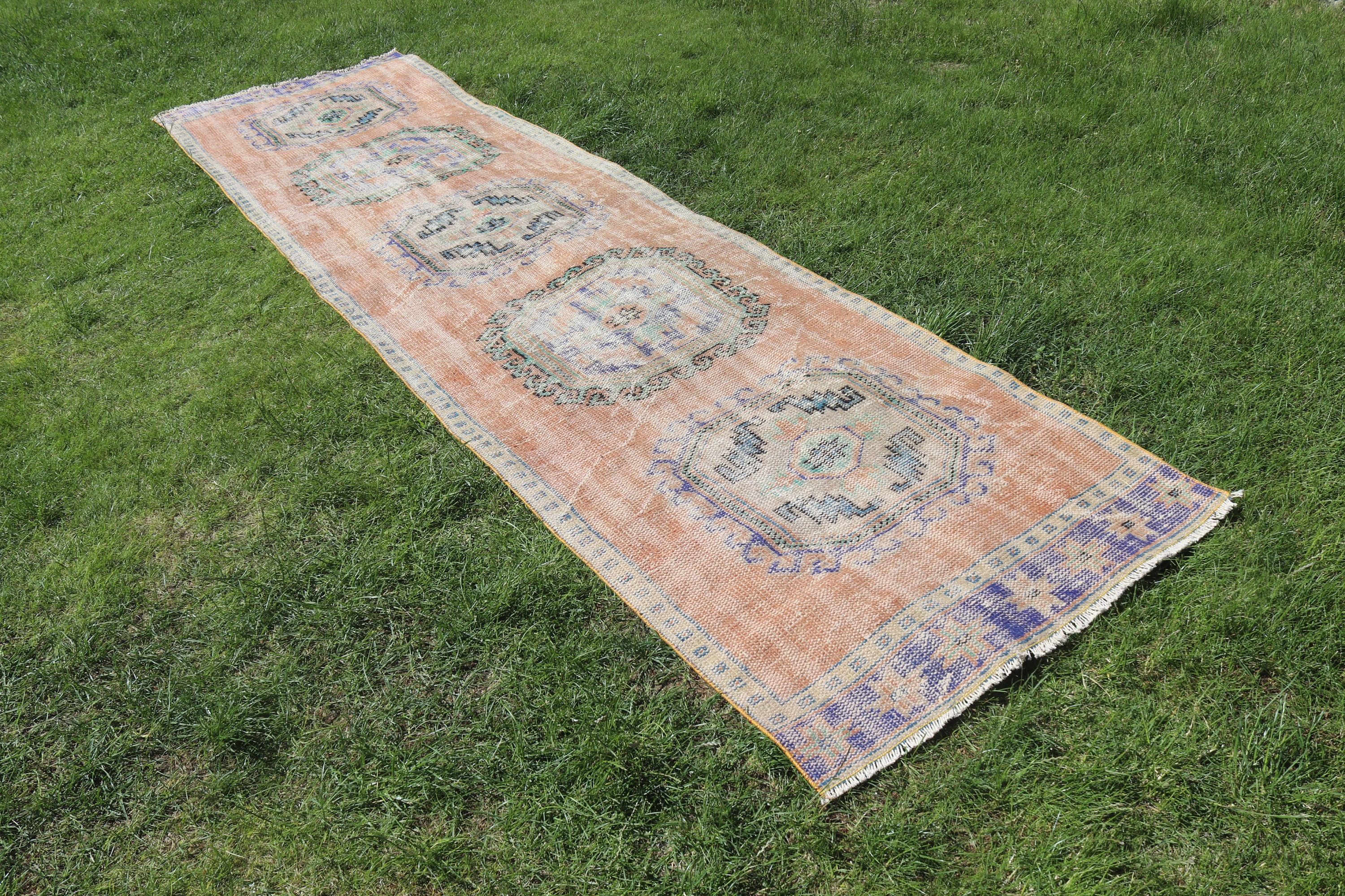 Vintage Rug, Aztec Rug, Oriental Rug, Beni Ourain Runner Rug, 3x11.7 ft Runner Rug, Turkish Rug, Kitchen Rug, Brown Wool Rug, Anatolian Rug