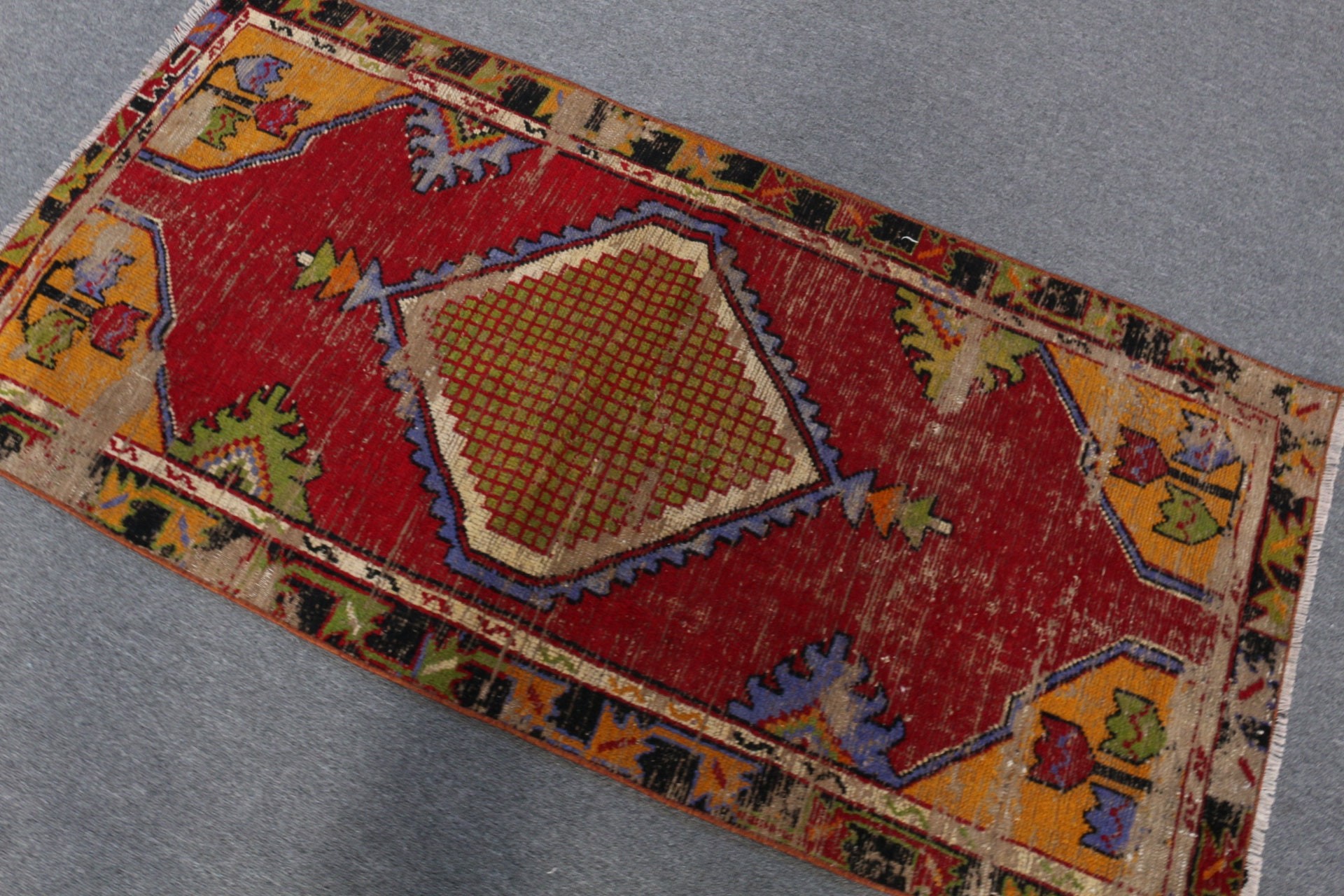 2.5x5.2 ft Small Rug, Car Mat Rug, Rugs for Kitchen, Wool Rug, Red Antique Rugs, Bath Rug, Vintage Rug, Turkish Rug, Home Decor Rugs